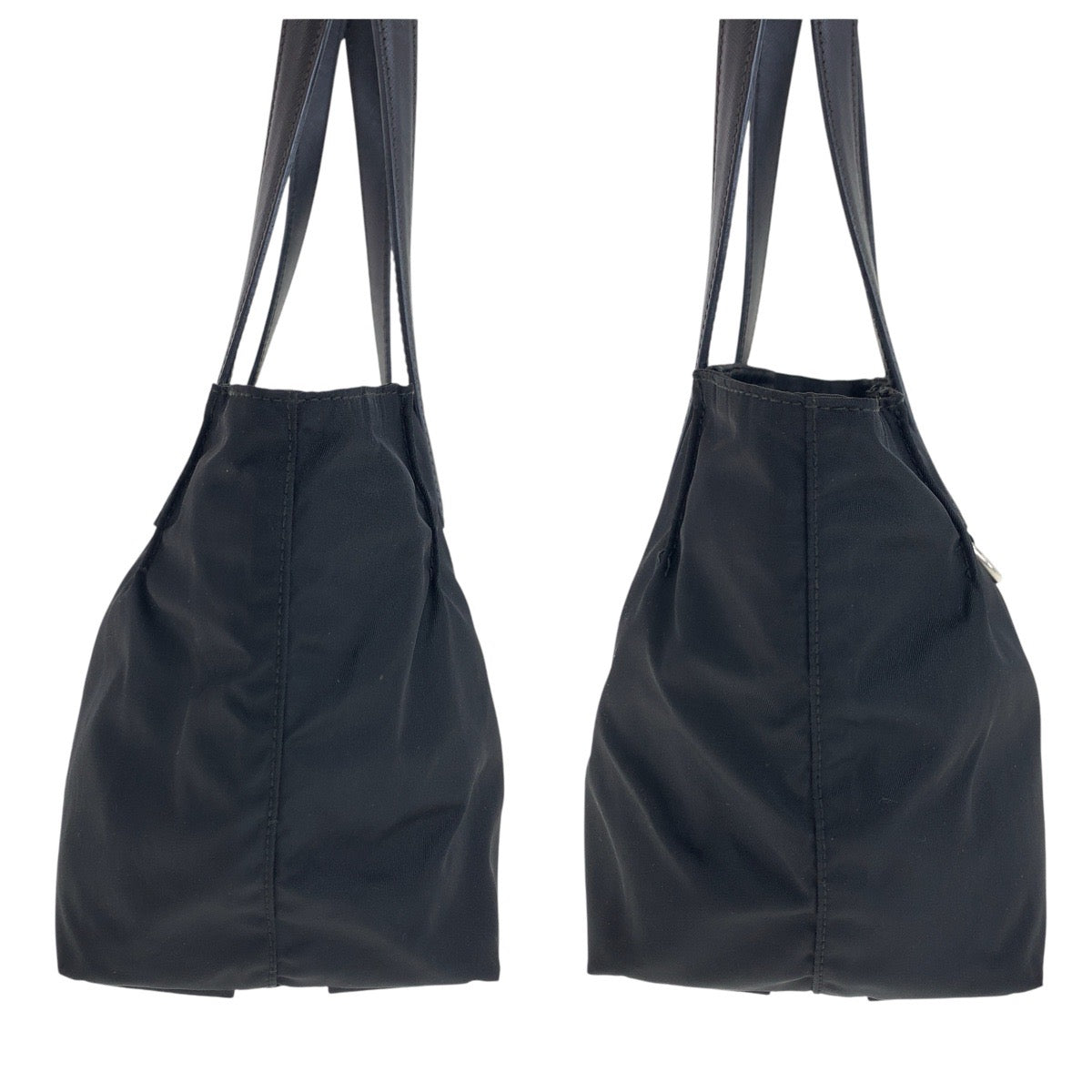 17885
PRADA プラダ テスート サフィアーノ 三角ロゴプレート ブラック 黒 シルバー金具 ナイロン / レザー トートバッグ ハンドバッグ  レディース ABP40