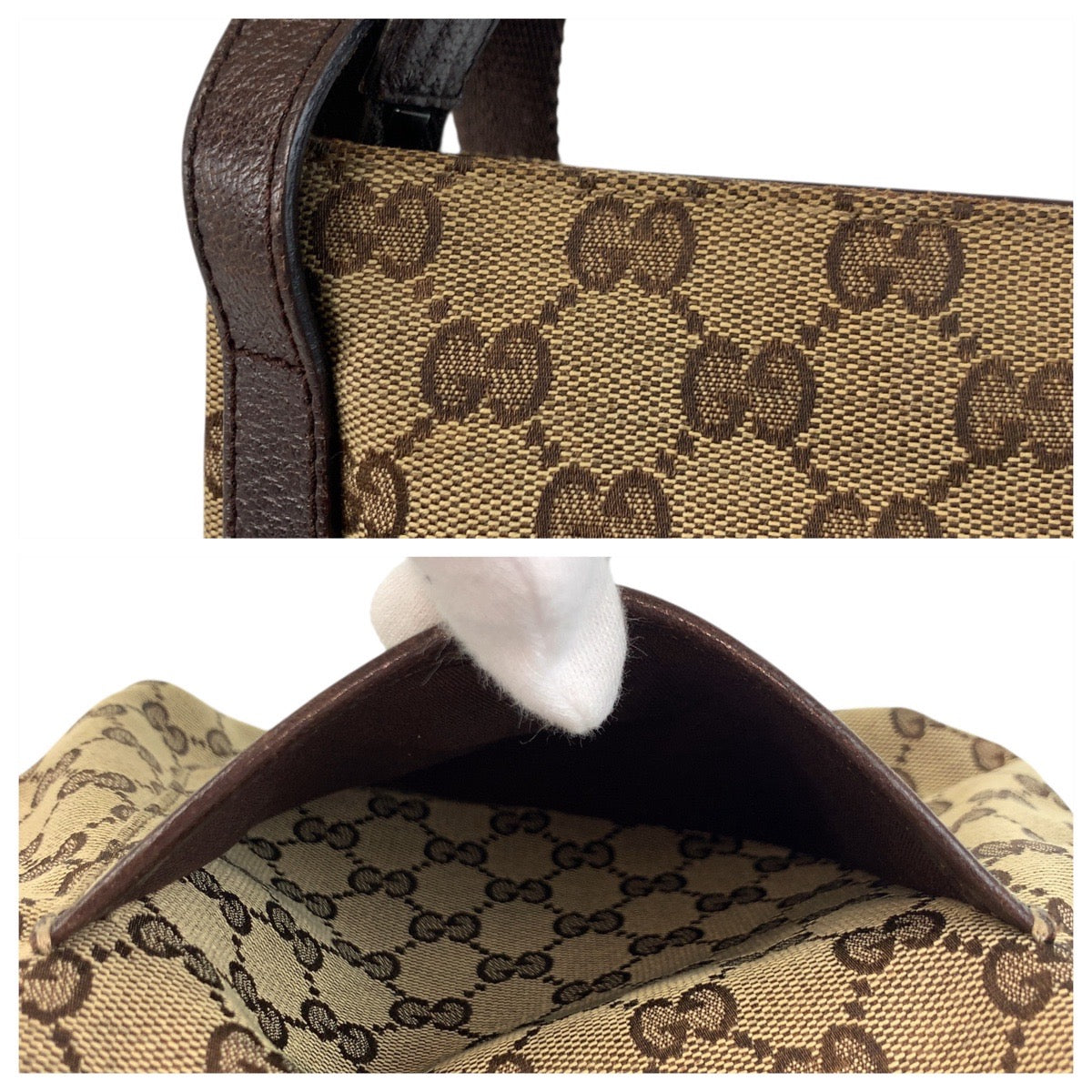17886
GUCCI Beige Brown GG Canvas 122793 Shoulder Bag Pochette Women's ABP38