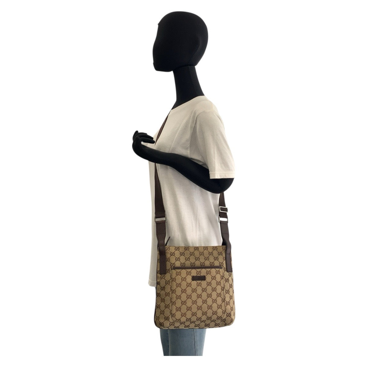 17886
GUCCI Beige Brown GG Canvas 122793 Shoulder Bag Pochette Women's ABP38