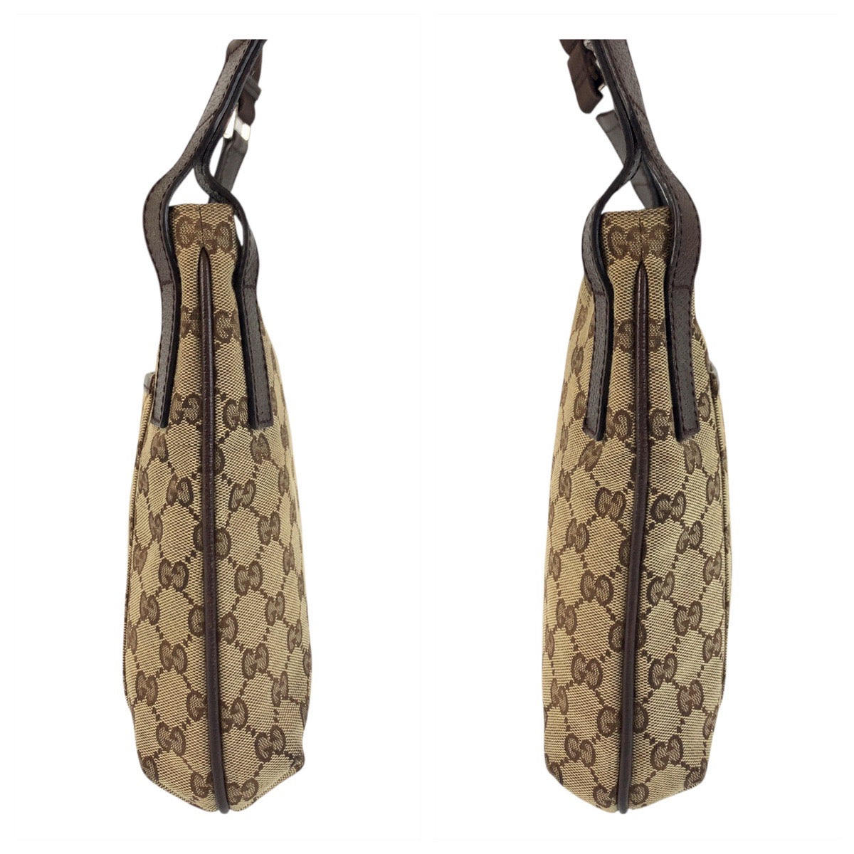 17886
GUCCI Beige Brown GG Canvas 122793 Shoulder Bag Pochette Women's ABP38