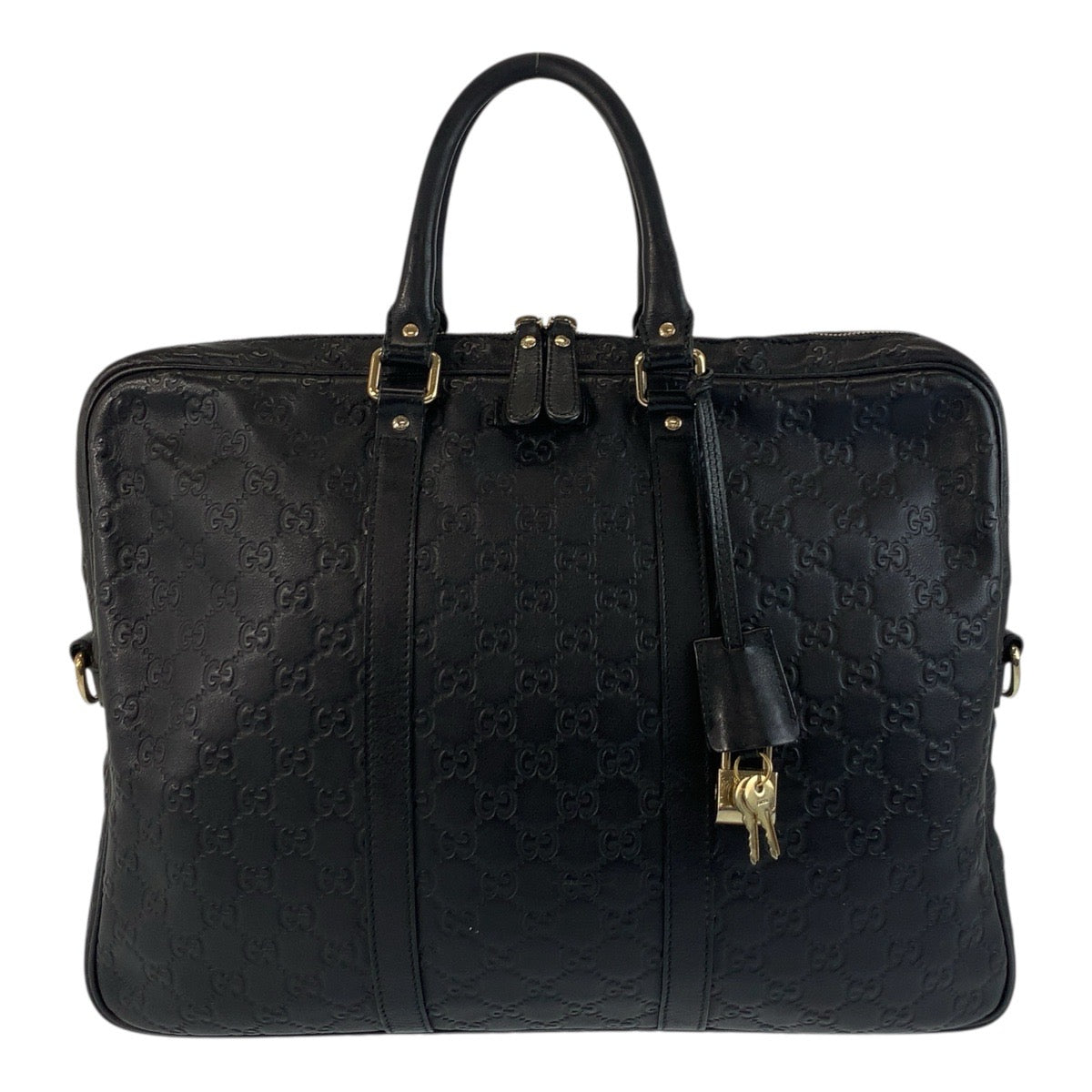17888
GUCCI グッチ グッチシマ ブラック 黒 ゴールド金具 レザー 201480 ブリーフケース ビジネスバッグ  メンズ ABP55
