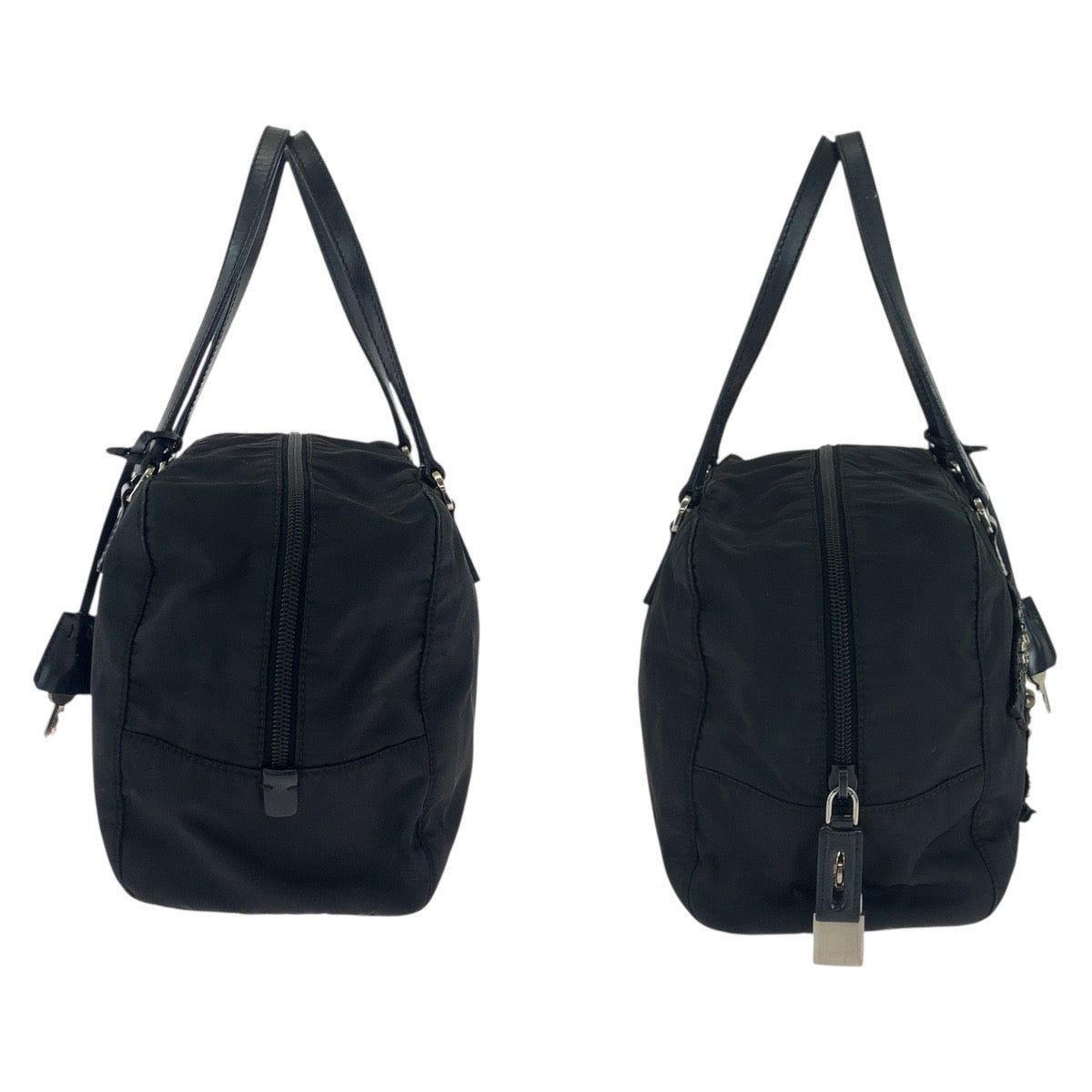 17890
PRADA プラダ テスート イヴニングベア ビジュー ブラック 黒 シルバー金具 ナイロン / レザー ハンドバッグ トートバッグ ショルダーバッグ  レディース AB