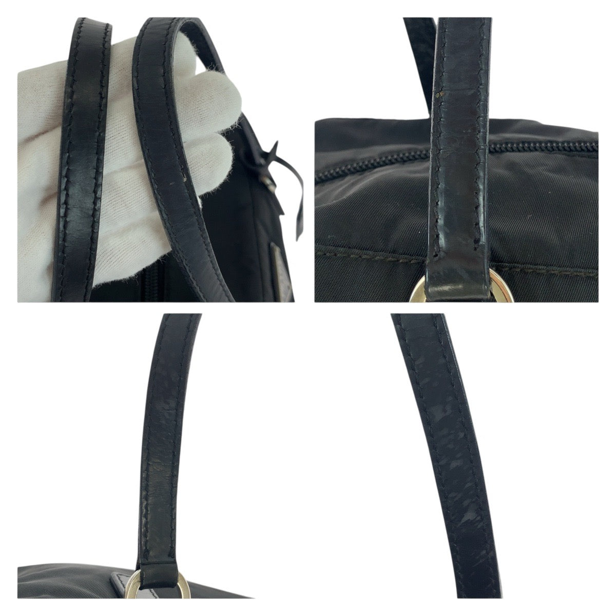 17890
PRADA プラダ テスート イヴニングベア ビジュー ブラック 黒 シルバー金具 ナイロン / レザー ハンドバッグ トートバッグ ショルダーバッグ  レディース AB