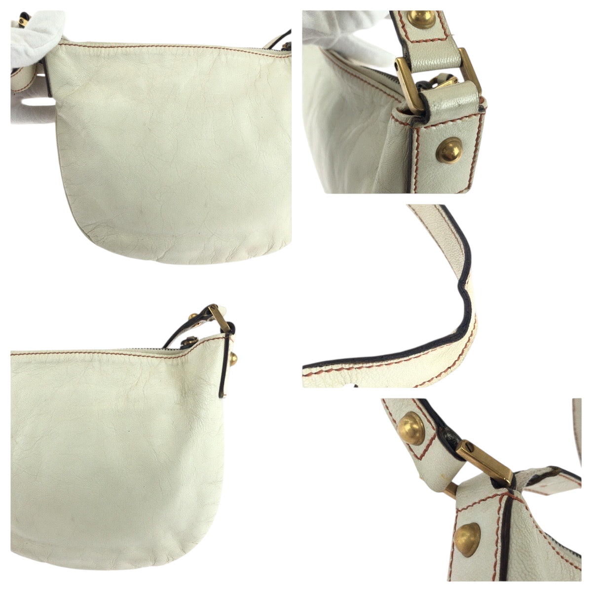 17892
GUCCI グッチ ソーホー インターロッキング ホワイト ゴールド金具 レザー 121552 ホーボー ショルダーバッグ 肩掛け レディース AB52