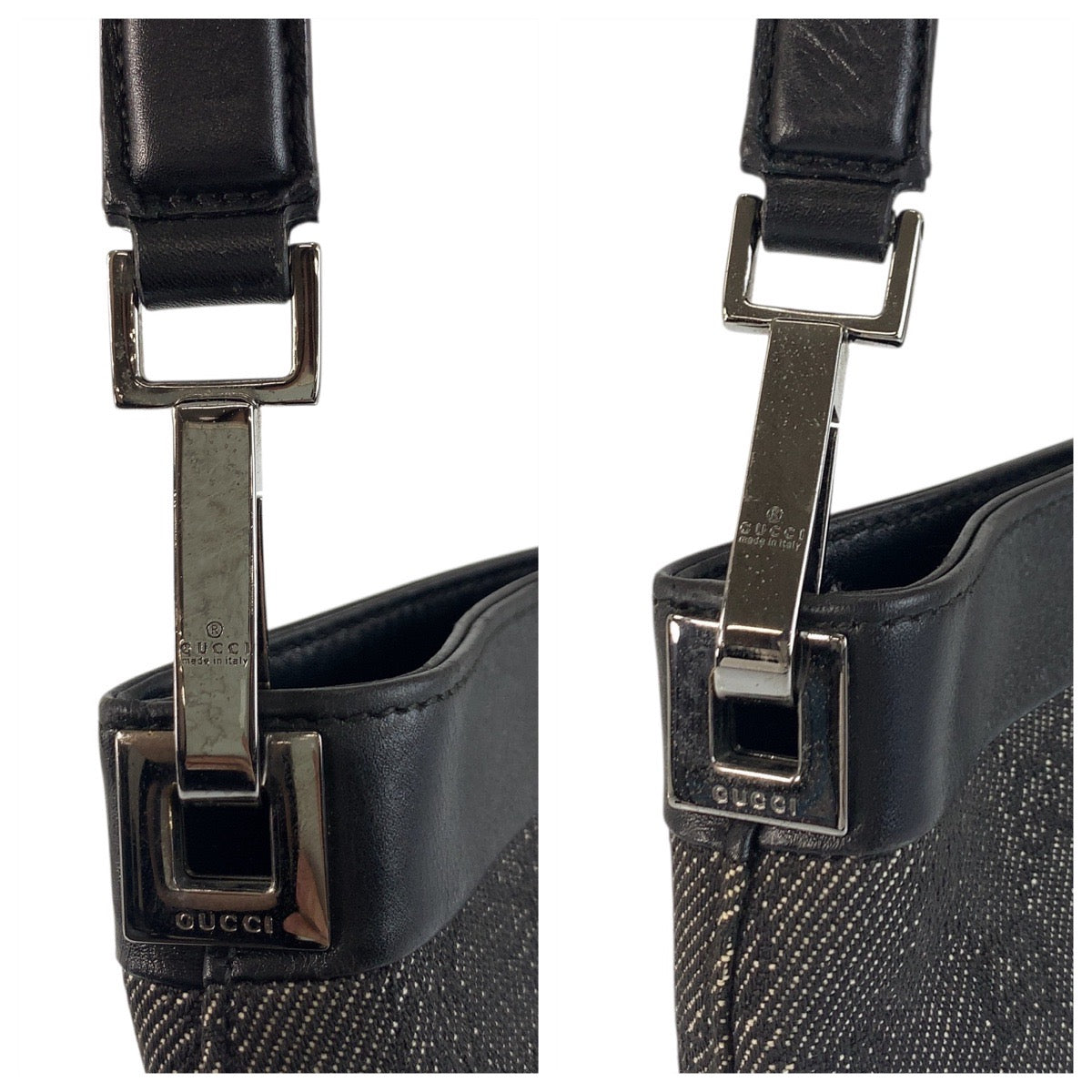 17895
GUCCI グッチ ブラック 黒 シルバー金具 GGキャンバス / レザー 143745 ショルダーバッグ レディース ABP35