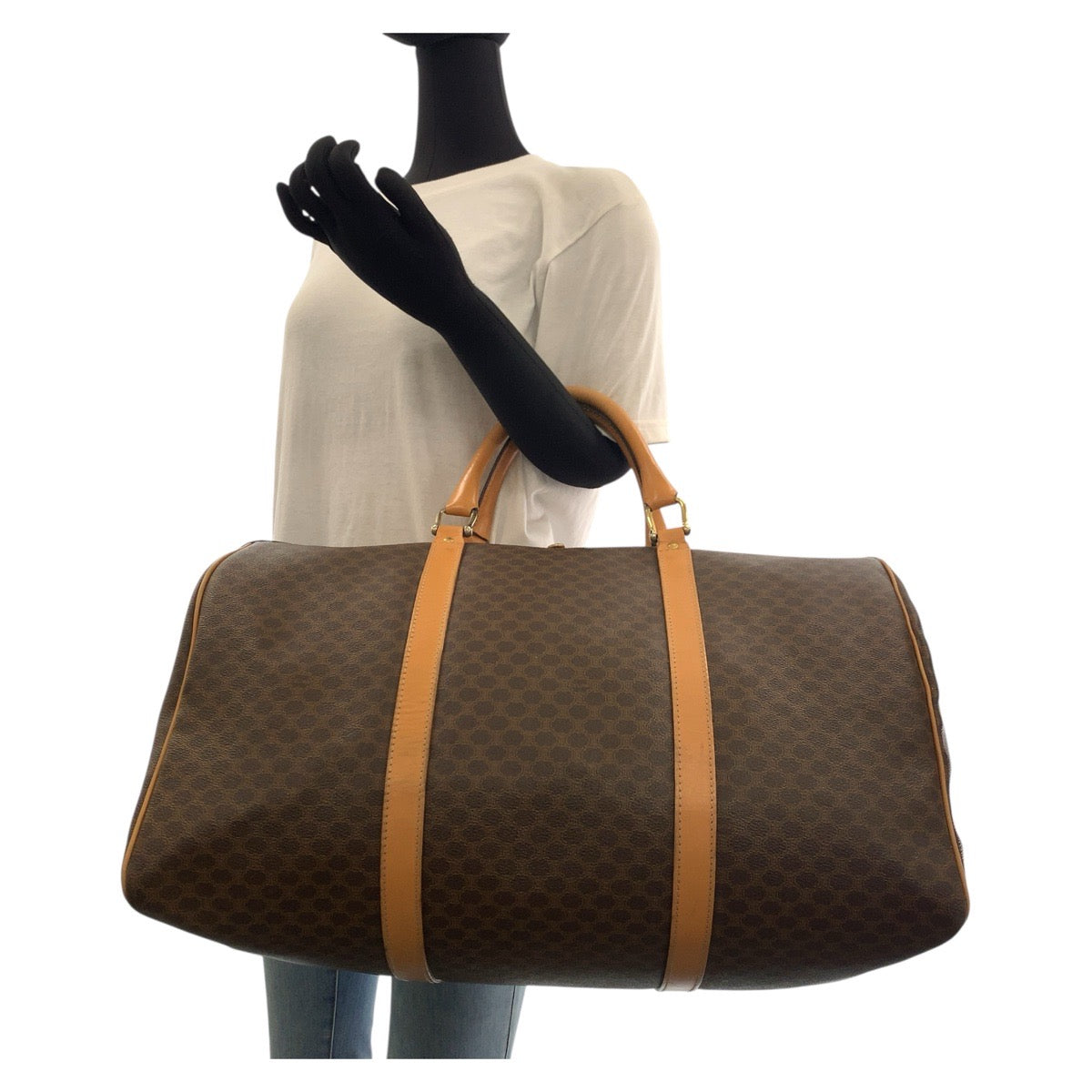 17896
CELINE セリーヌ ヴィンテージ マカダム ブラウン ゴールド金具 PVC / レザー ボストンバッグ 男女兼用  レディース AB32