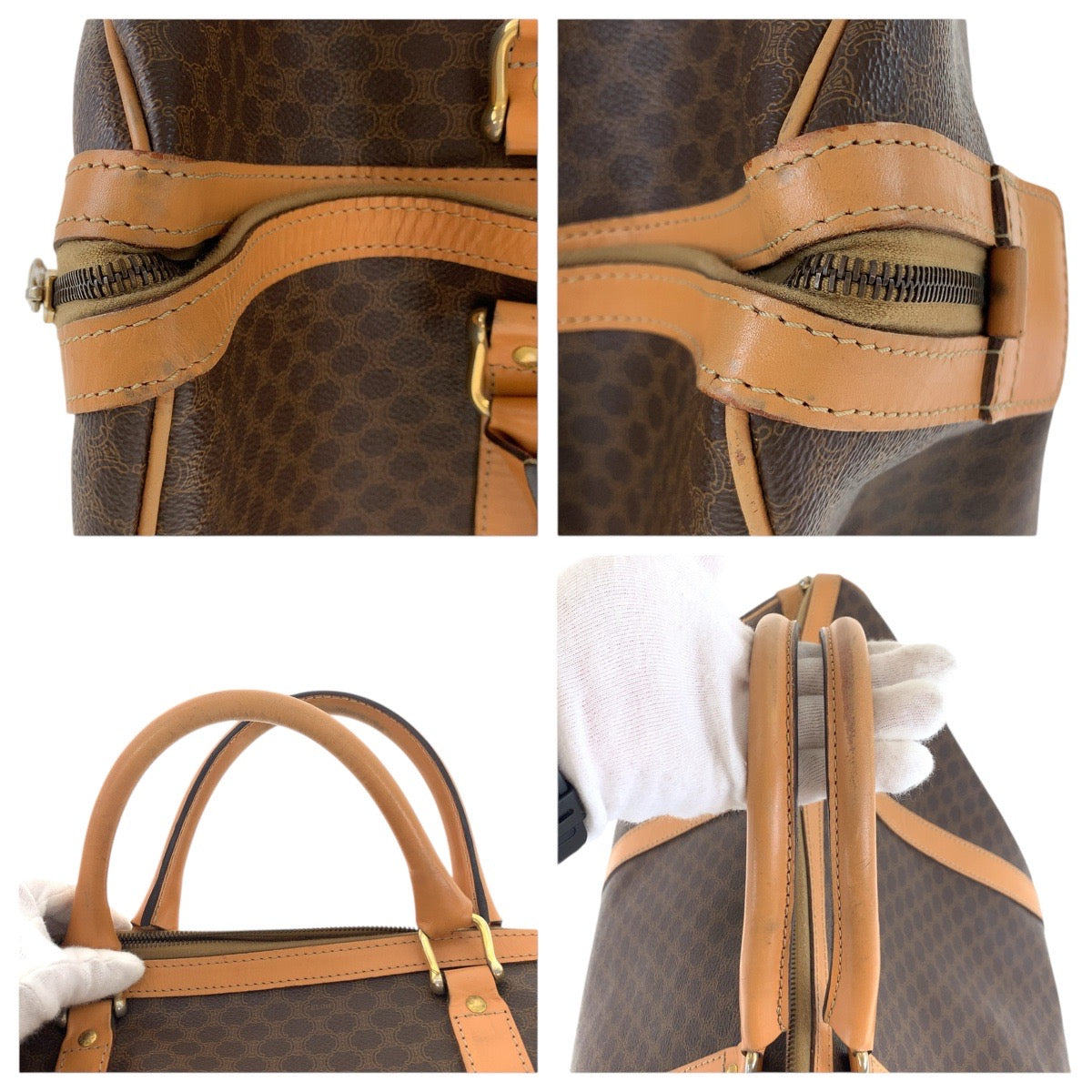 17896
CELINE セリーヌ ヴィンテージ マカダム ブラウン ゴールド金具 PVC / レザー ボストンバッグ 男女兼用  レディース AB32