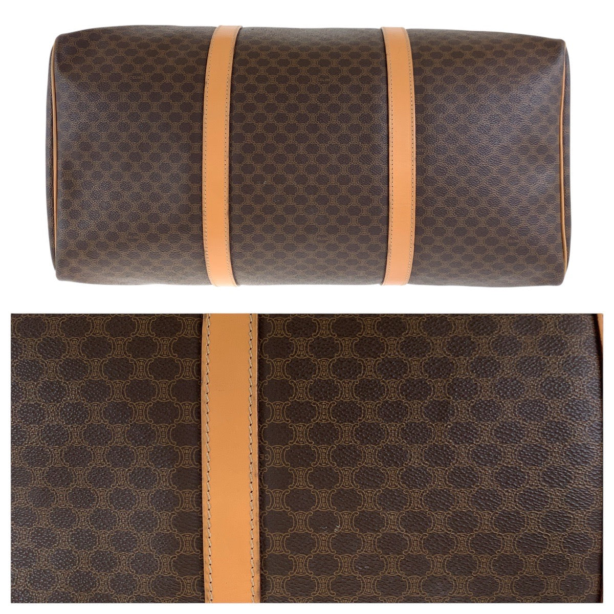 17896
CELINE セリーヌ ヴィンテージ マカダム ブラウン ゴールド金具 PVC / レザー ボストンバッグ 男女兼用  レディース AB32