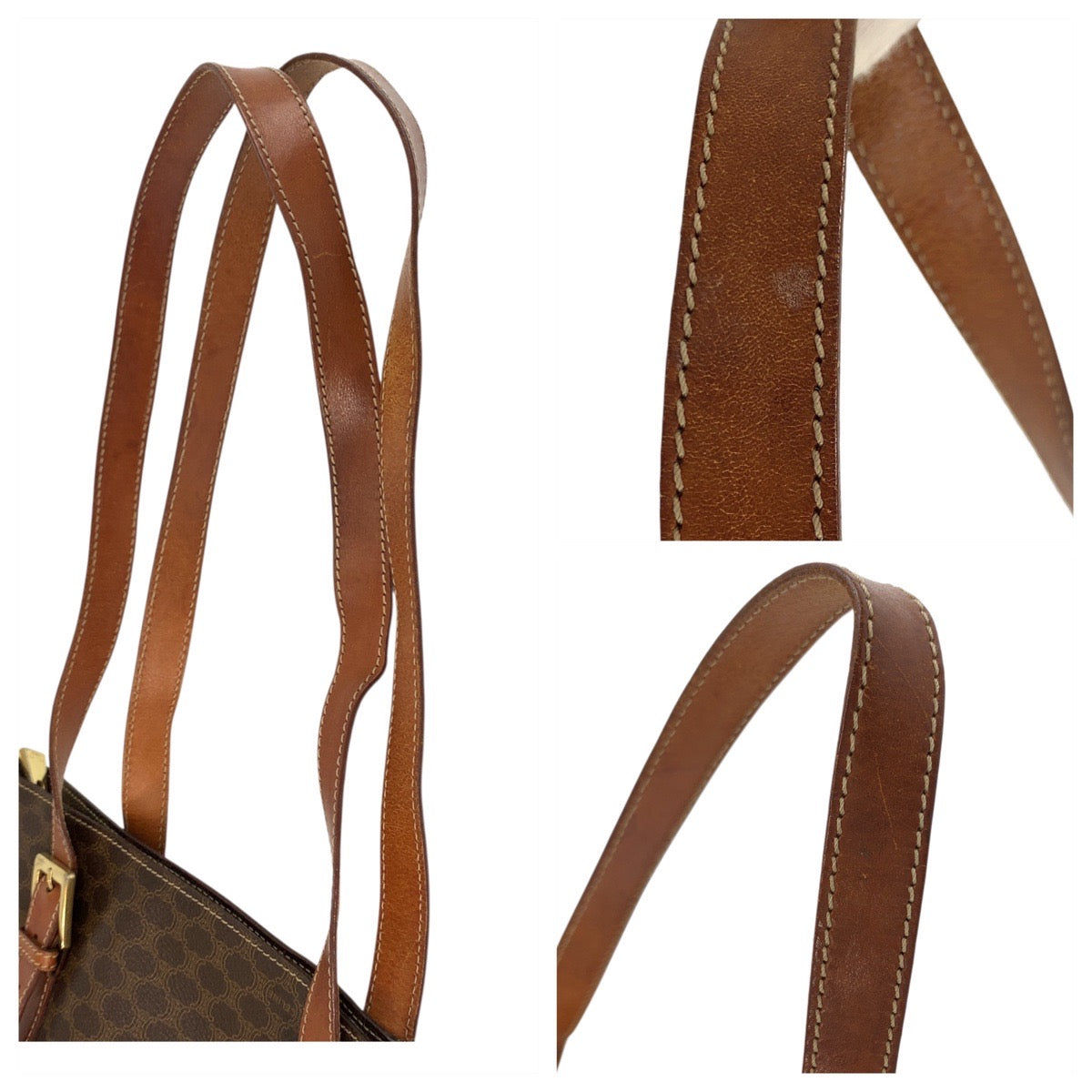 17898
CELINE セリーヌ マカダム ブラウン ゴールド金具 PVC / レザー MC98/1 トートバッグ ショルダーバッグ  レディース AB19