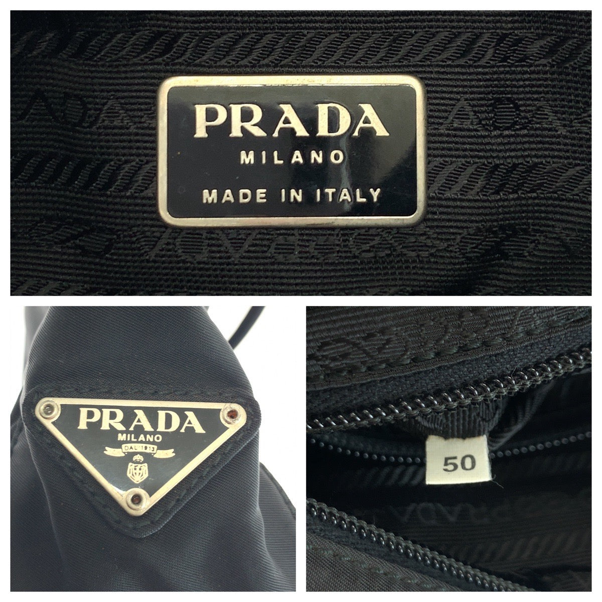 17899
PRADA プラダ テスート 三角ロゴプレート ブラック 黒 シルバー金具 ナイロン トートバッグ ショルダーバッグ  レディース AB33