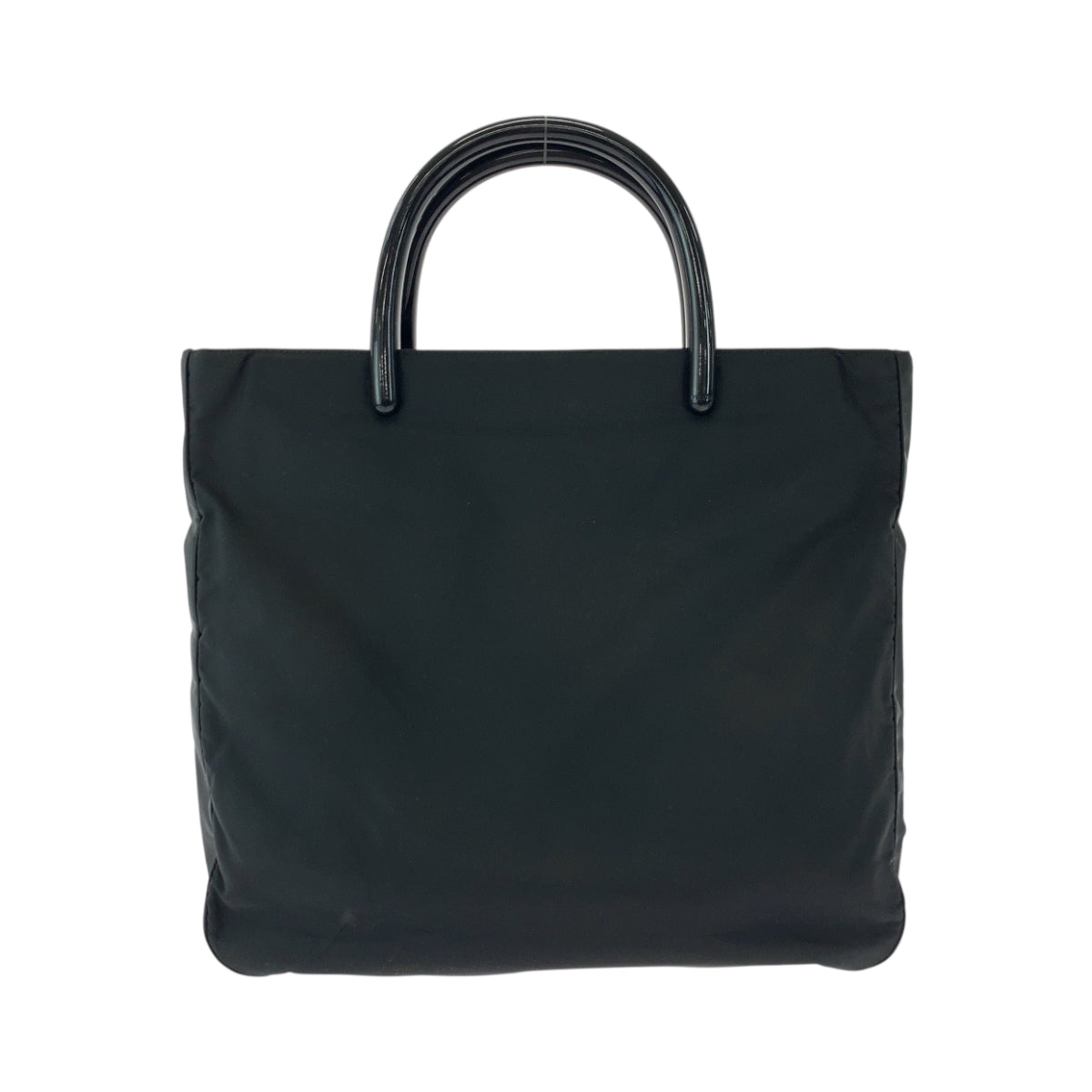 17902
PRADA Tessuto Triangle Logo Plate Black Silver Hardware Nylon Tote Bag Handbag Ladies ABP25