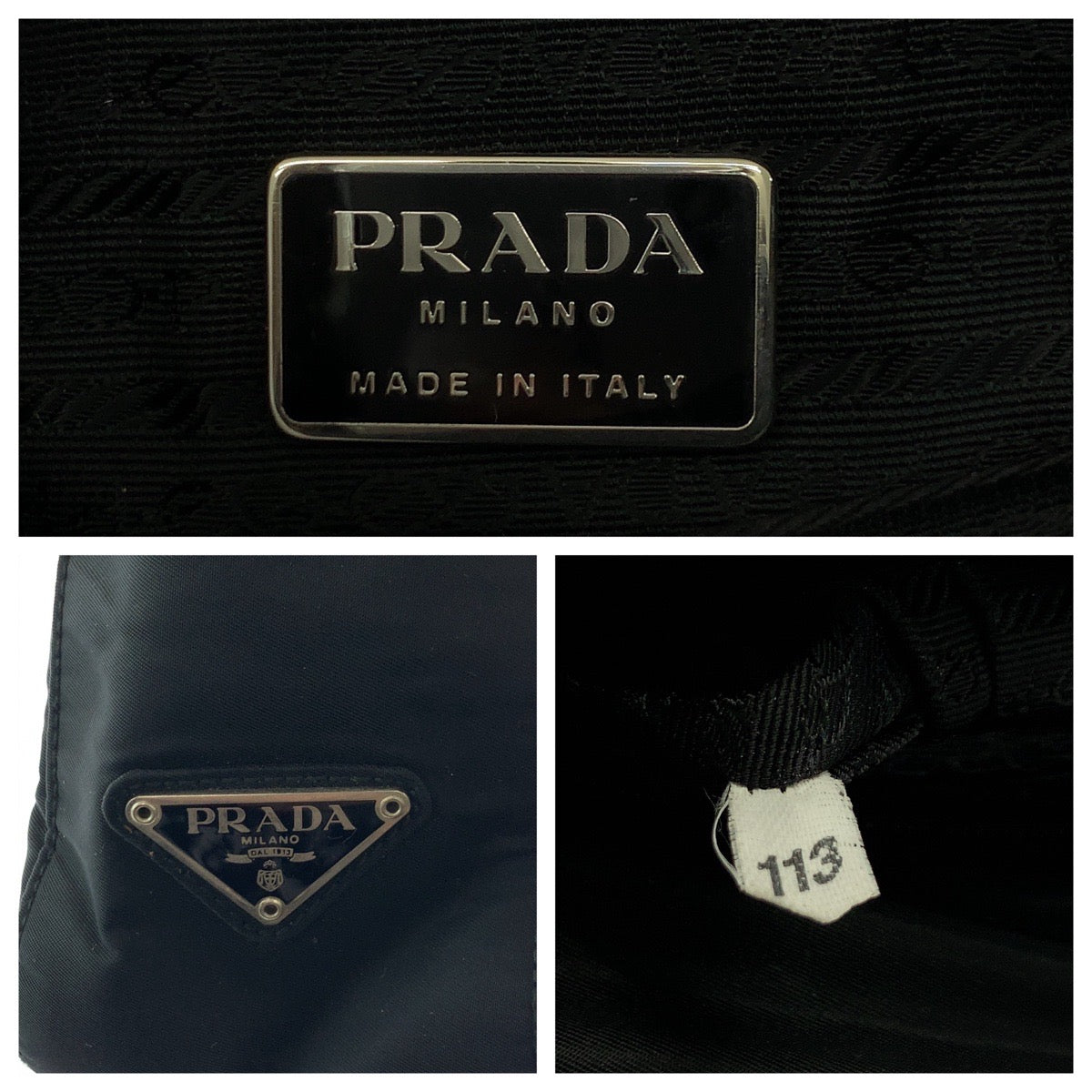 17902
PRADA Tessuto Triangle Logo Plate Black Silver Hardware Nylon Tote Bag Handbag Ladies ABP25