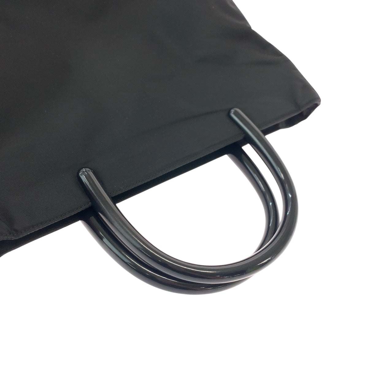 17902
PRADA Tessuto Triangle Logo Plate Black Silver Hardware Nylon Tote Bag Handbag Ladies ABP25