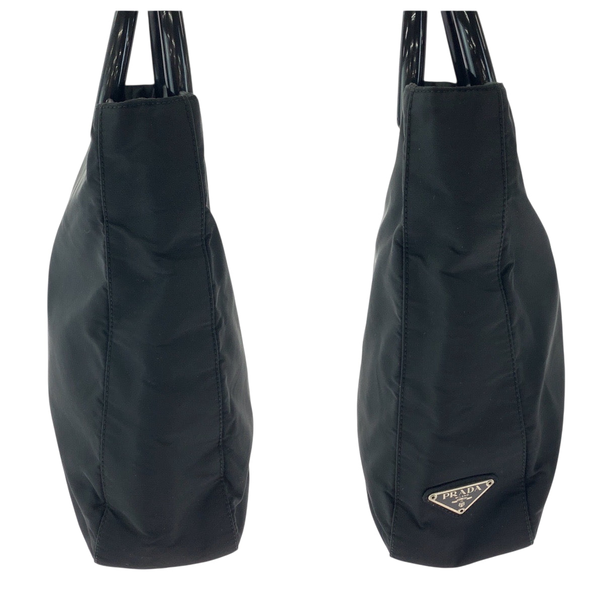 17902
PRADA Tessuto Triangle Logo Plate Black Silver Hardware Nylon Tote Bag Handbag Ladies ABP25