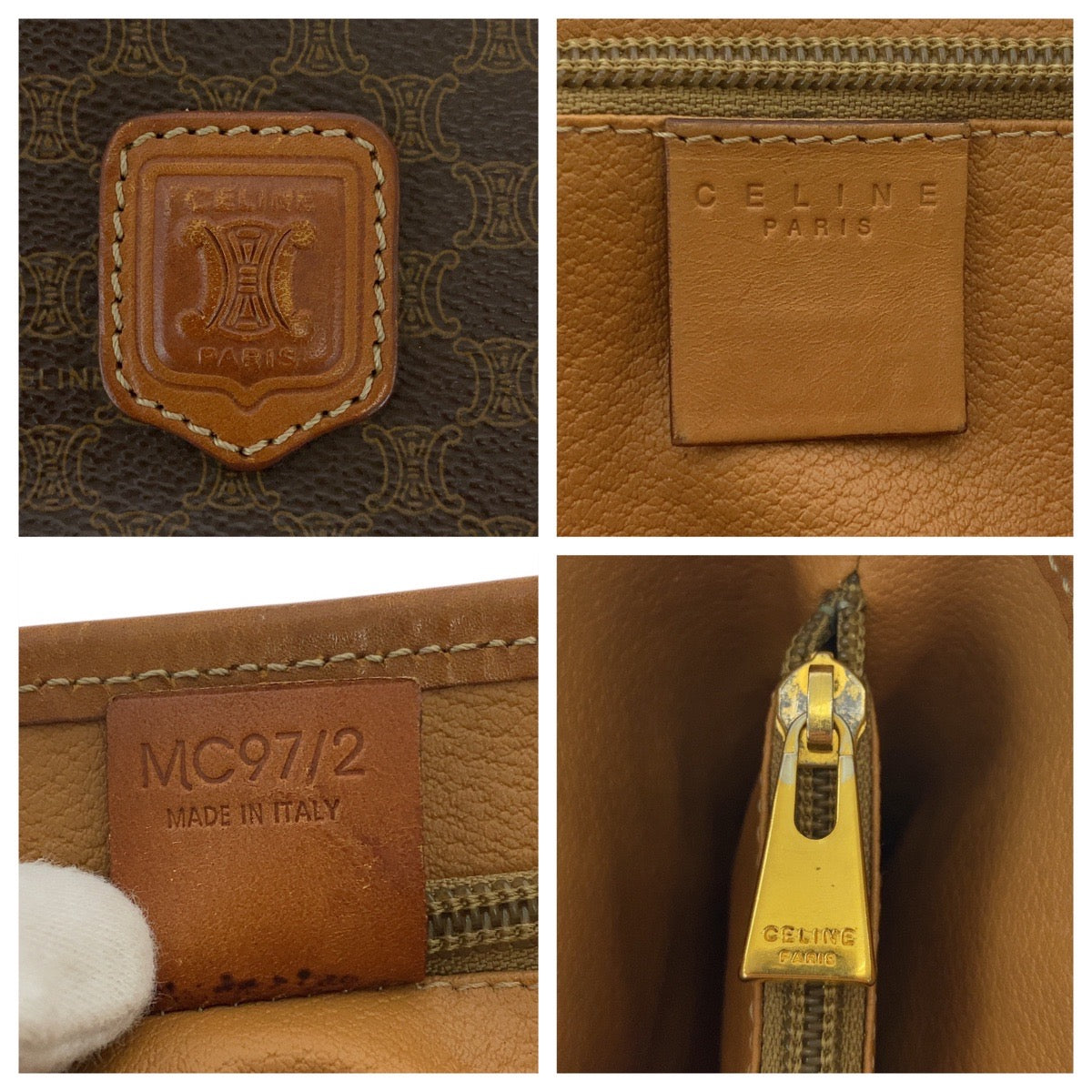17906
CELINE セリーヌ マカダム ブラウン ゴールド金具 PVC / レザー MC97/2 トートバッグ ショルダーバッグ  レディース