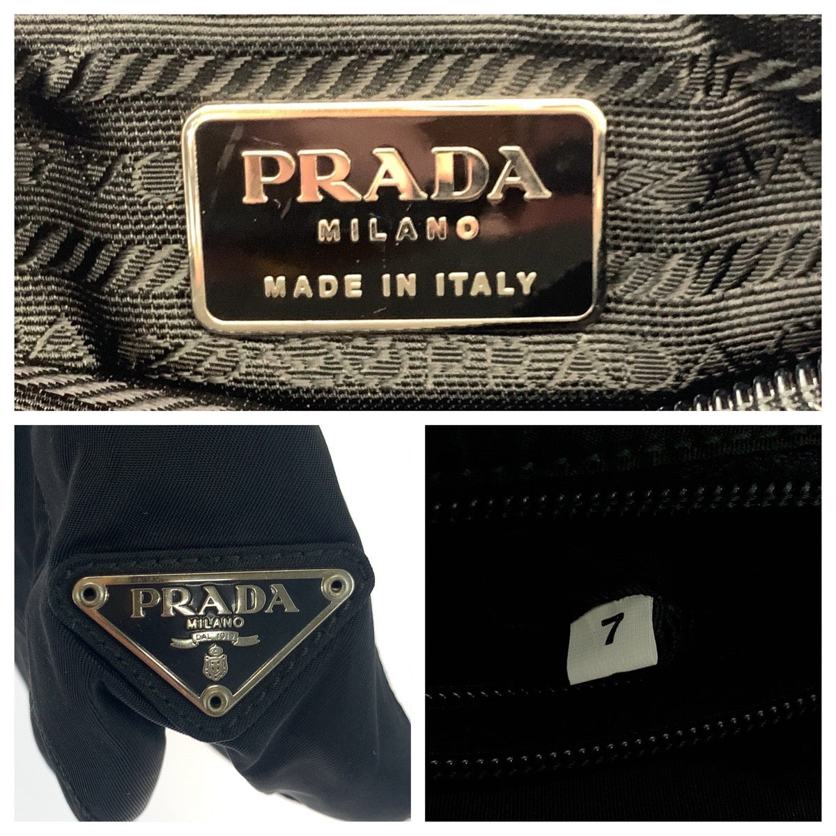 17908
PRADA プラダ テスート 三角ロゴプレート ブラック 黒 シルバー金具 ナイロン B8489 トートバッグ ハンドバッグ  レディース ABP30