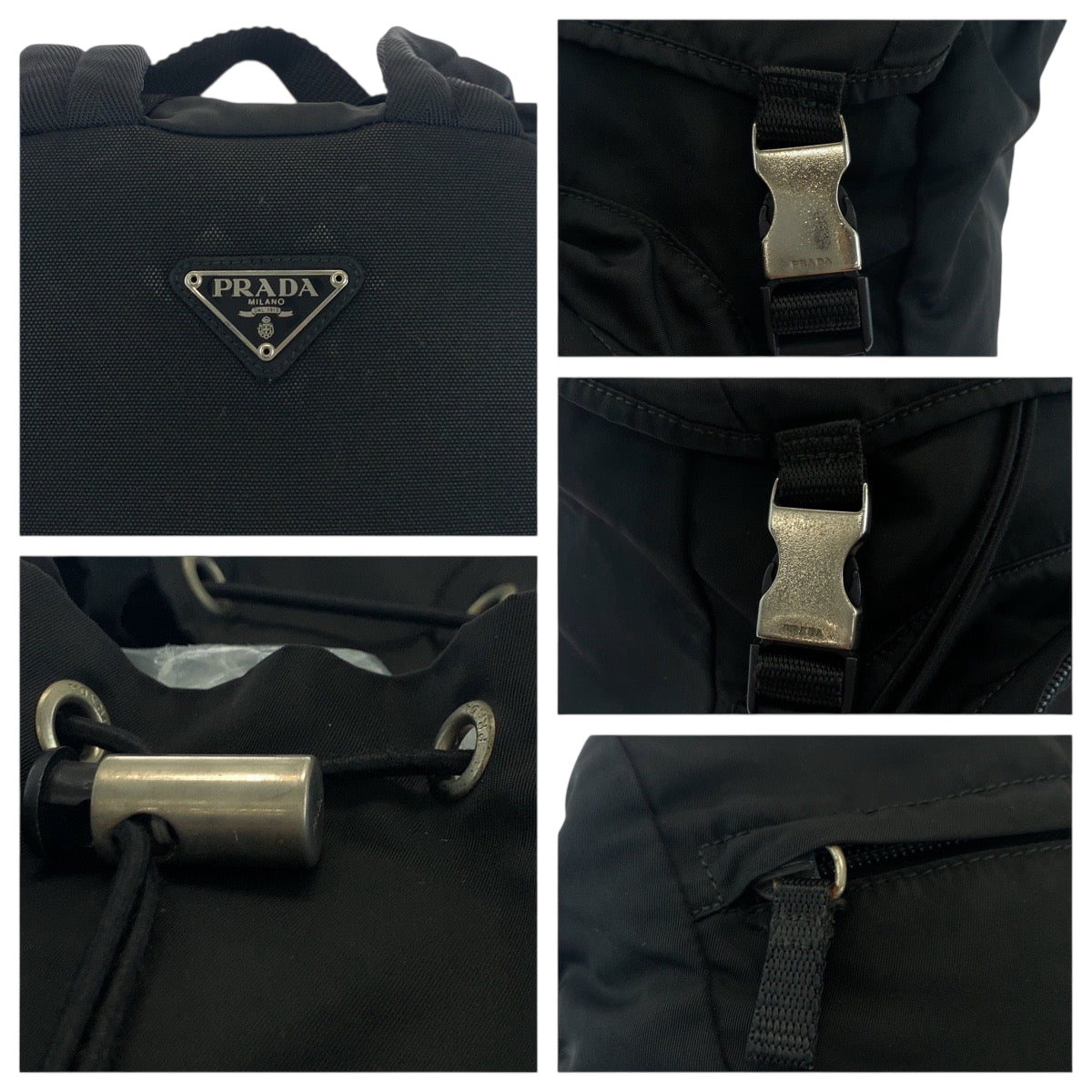 17909
PRADA プラダ テスート 三角ロゴプレート ブラック 黒 シルバー金具 ナイロン VZ135973 リュックサック バックパック  メンズ ABP42