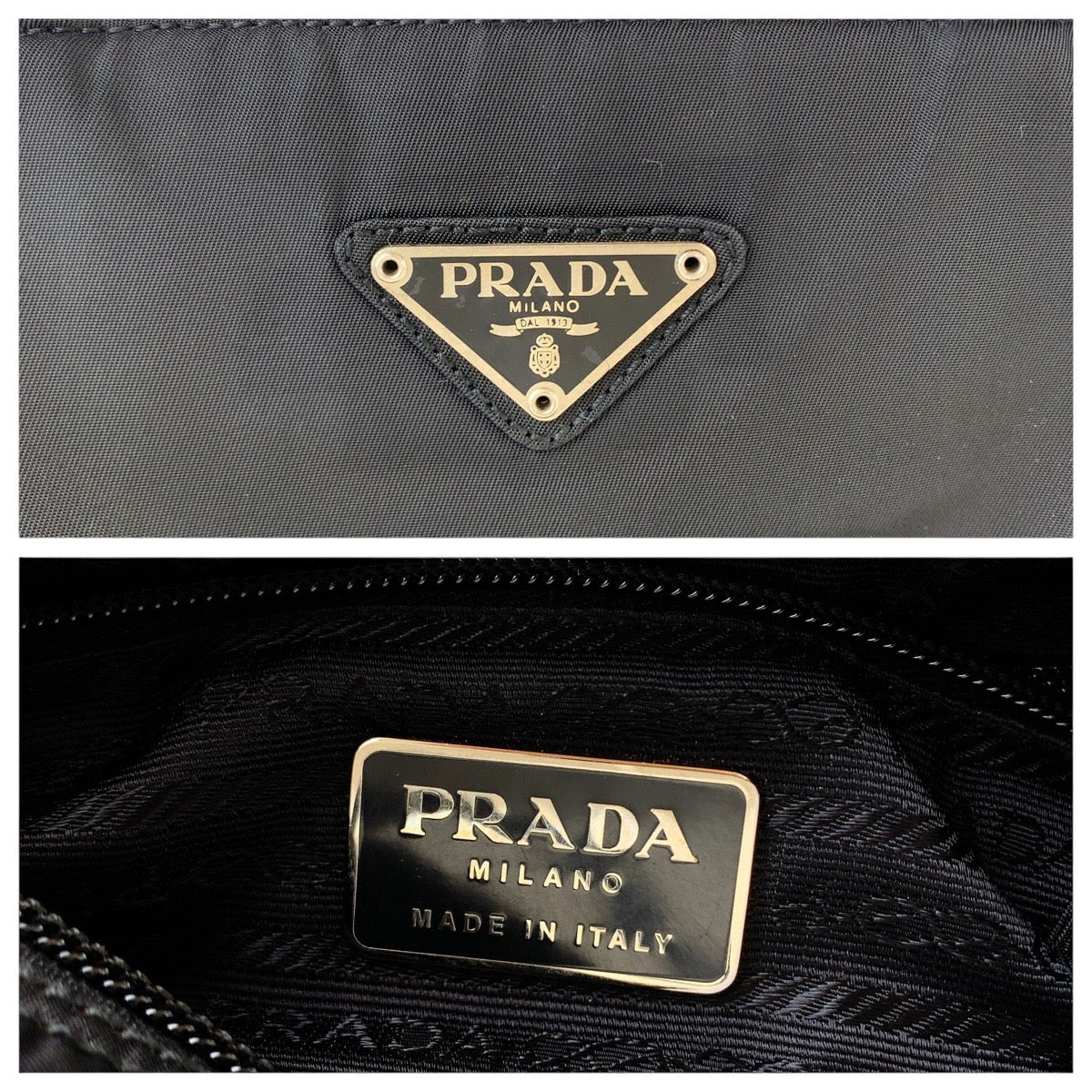 17910
PRADA プラダ テスート 三角ロゴプレート ブラック 黒 シルバー金具 ナイロン トートバッグ ハンドバッグ  レディース ABP40