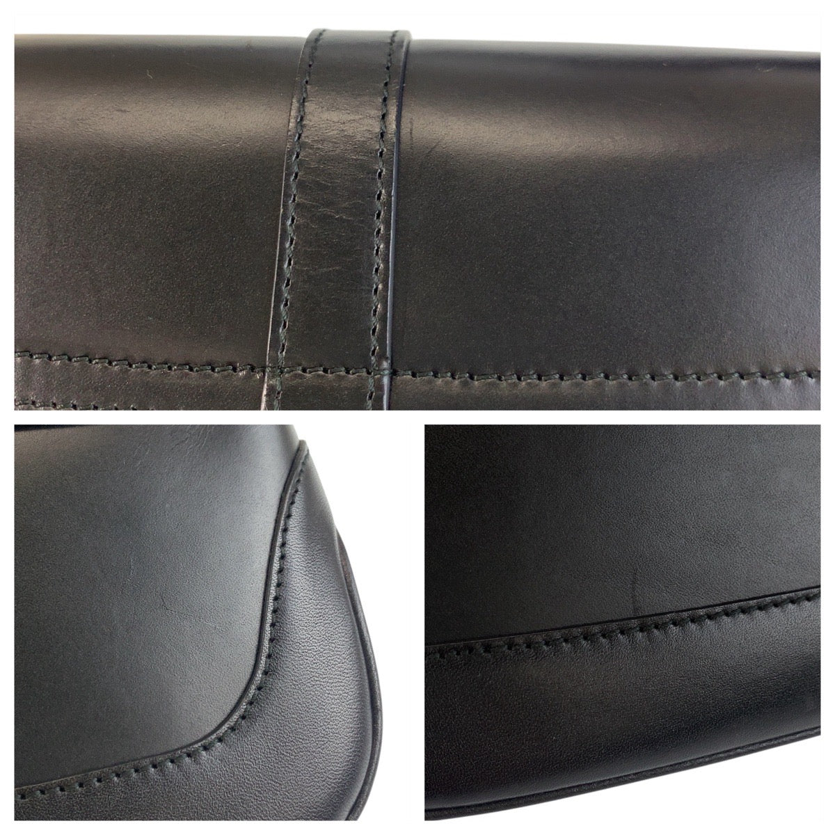 17911
GUCCI グッチ ジャッキー ブラック 黒 シルバー金具 レザー 001 3824 ショルダーバッグ  レディース