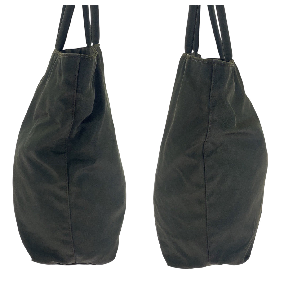 17913
PRADA プラダ テスート 三角ロゴプレート カーキ シルバー金具 ナイロン トートバッグ ショルダーバッグ  レディース AB16