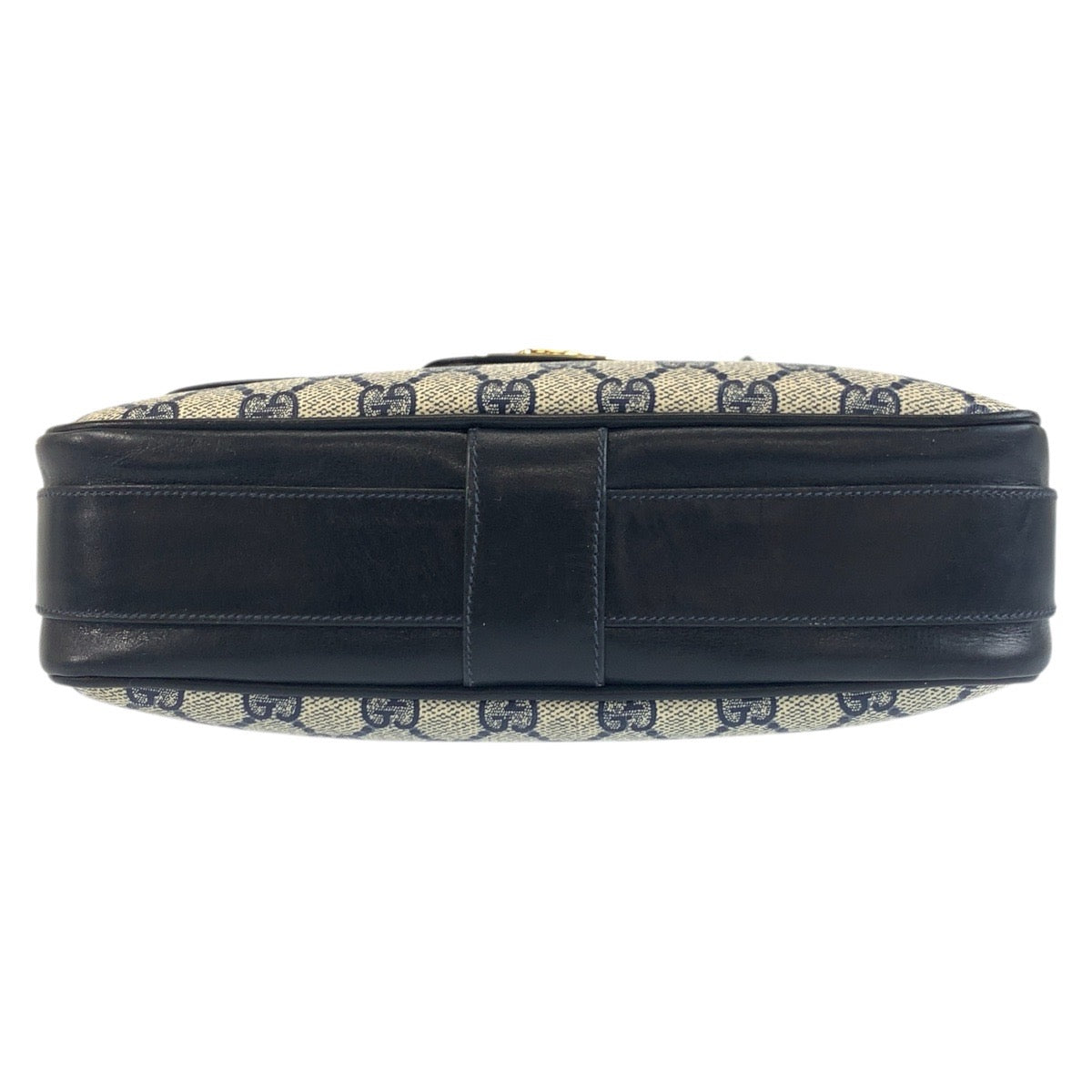 17915
GUCCI グッチ ヴィンテージ オールドグッチ グレー ネイビー ゴールド金具 GGスプリームキャンバス / レザー ショルダーバッグ ポシェット  レディース ABP46