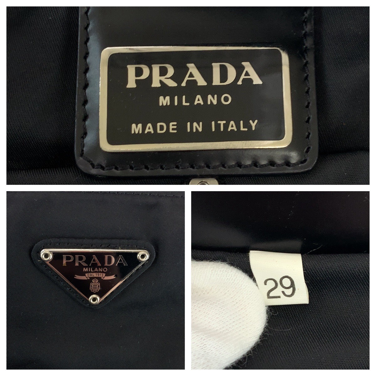 17916
PRADA プラダ テスート 三角ロゴプレート ブラック 黒 シルバー金具 ナイロン ショルダーバッグ ポシェット  メンズ A46