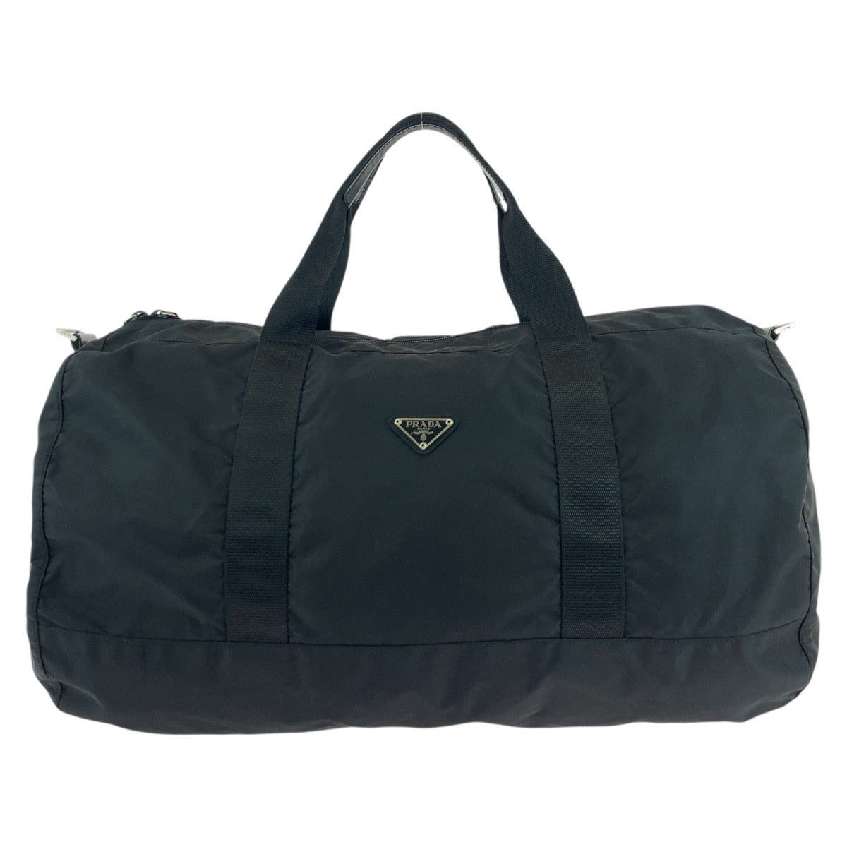17917
PRADA プラダ テスート 三角ロゴプレート ブラック 黒 シルバー金具 ナイロン ボストンバッグ 男女兼用  メンズ ABP42