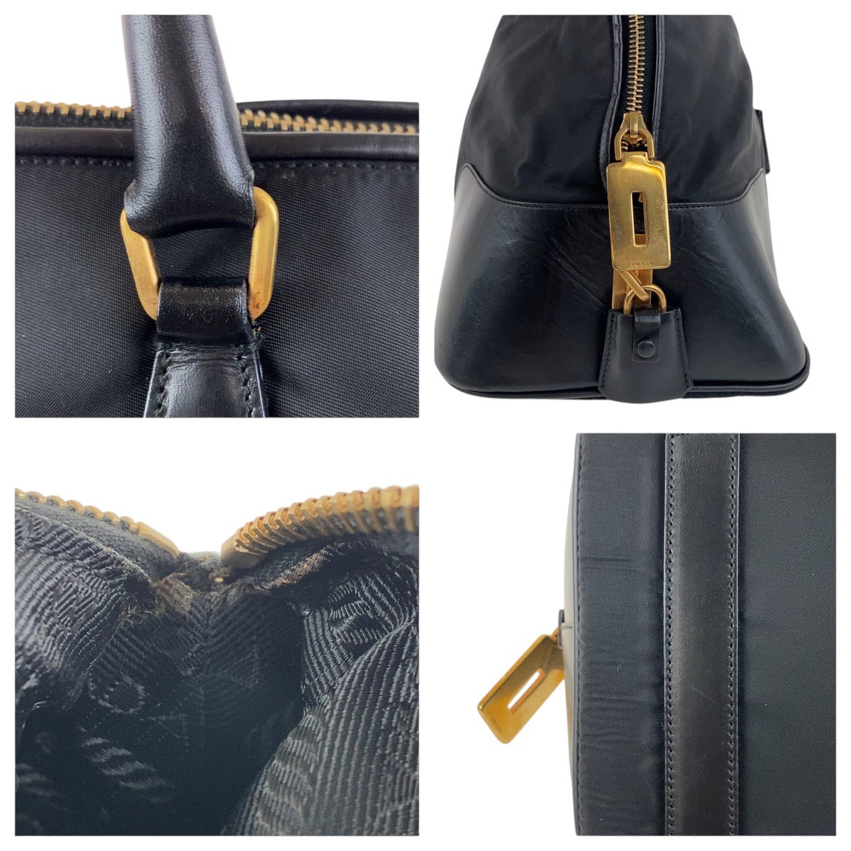 17918
PRADA プラダ テスート 三角ロゴプレート ブラック 黒 ゴールド金具 ナイロン / レザー ショルダーバッグ トートバッグ  レディース ABP42