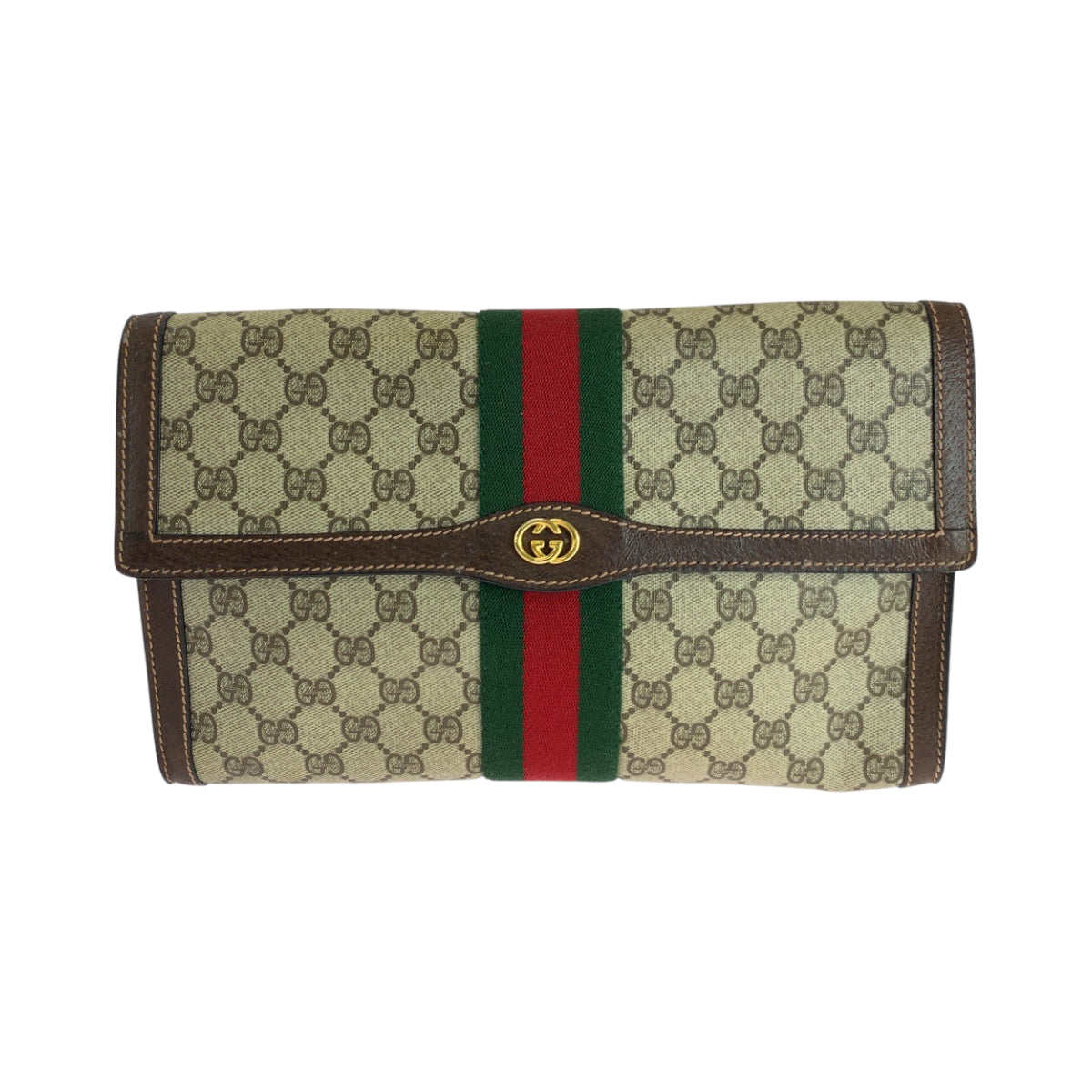 17921
GUCCI グッチ グッチパフューム シェリーライン ベージュ ブラウン ゴールド金具 GGスプリームキャンバス クラッチバッグ セカンドバッグ  レディース ABP24