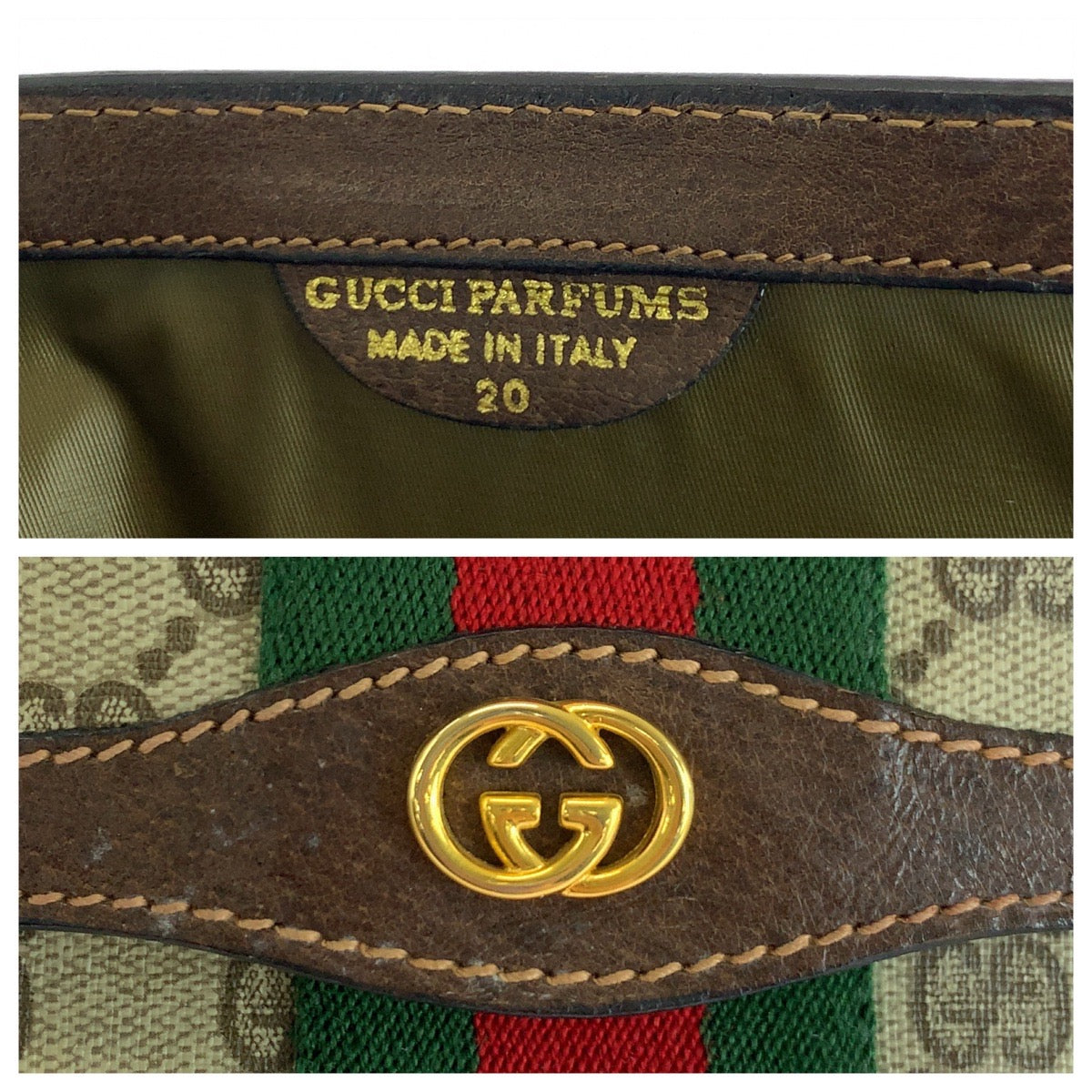 17921
GUCCI グッチ グッチパフューム シェリーライン ベージュ ブラウン ゴールド金具 GGスプリームキャンバス クラッチバッグ セカンドバッグ  レディース ABP24