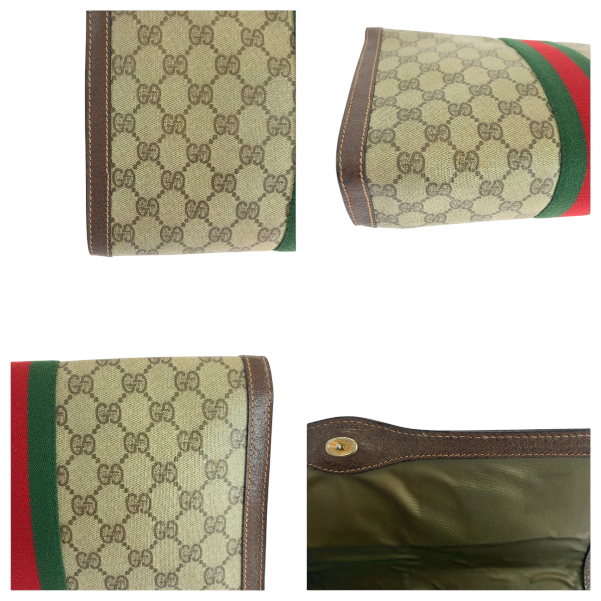 17921
GUCCI グッチ グッチパフューム シェリーライン ベージュ ブラウン ゴールド金具 GGスプリームキャンバス クラッチバッグ セカンドバッグ  レディース ABP24