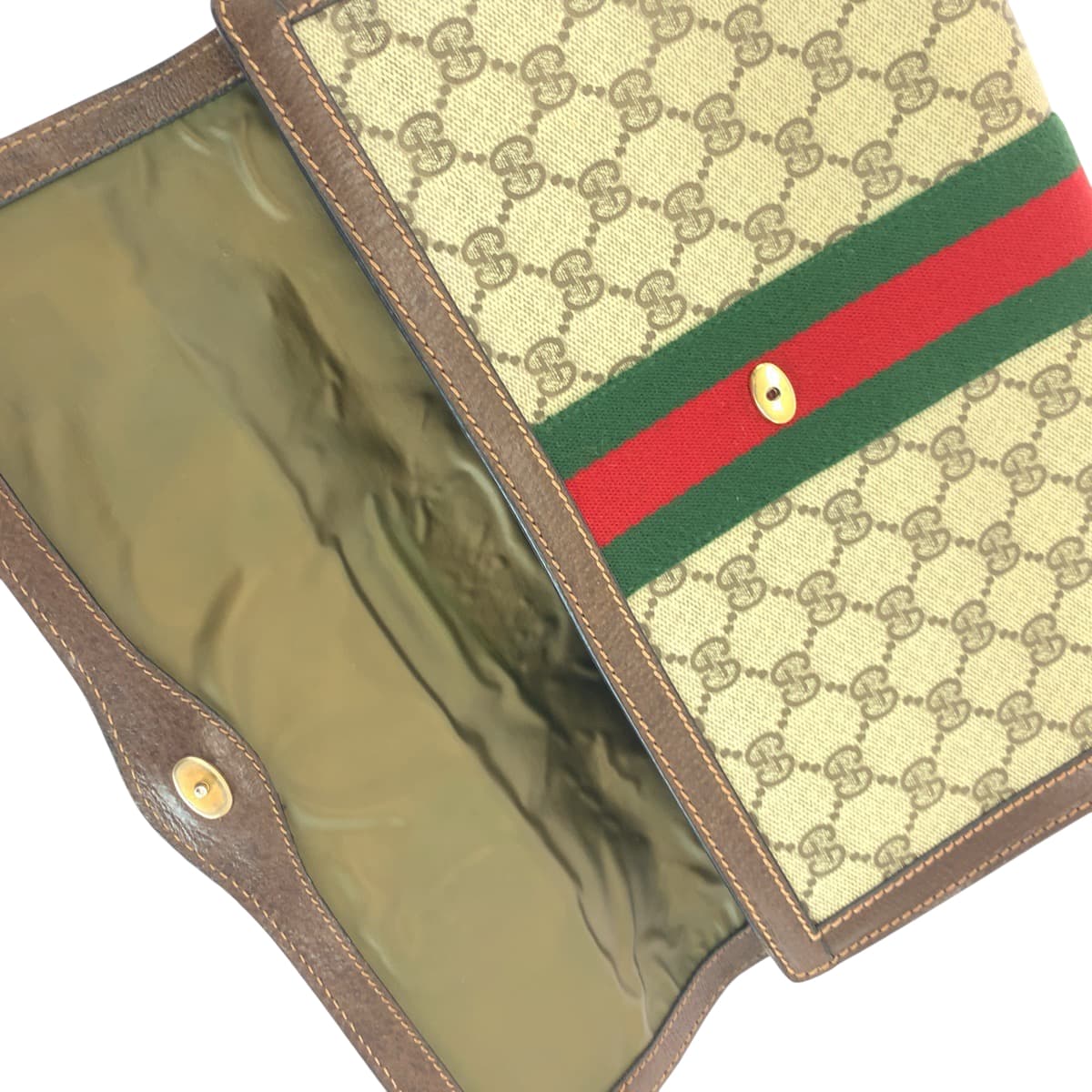 17921
GUCCI グッチ グッチパフューム シェリーライン ベージュ ブラウン ゴールド金具 GGスプリームキャンバス クラッチバッグ セカンドバッグ  レディース ABP24