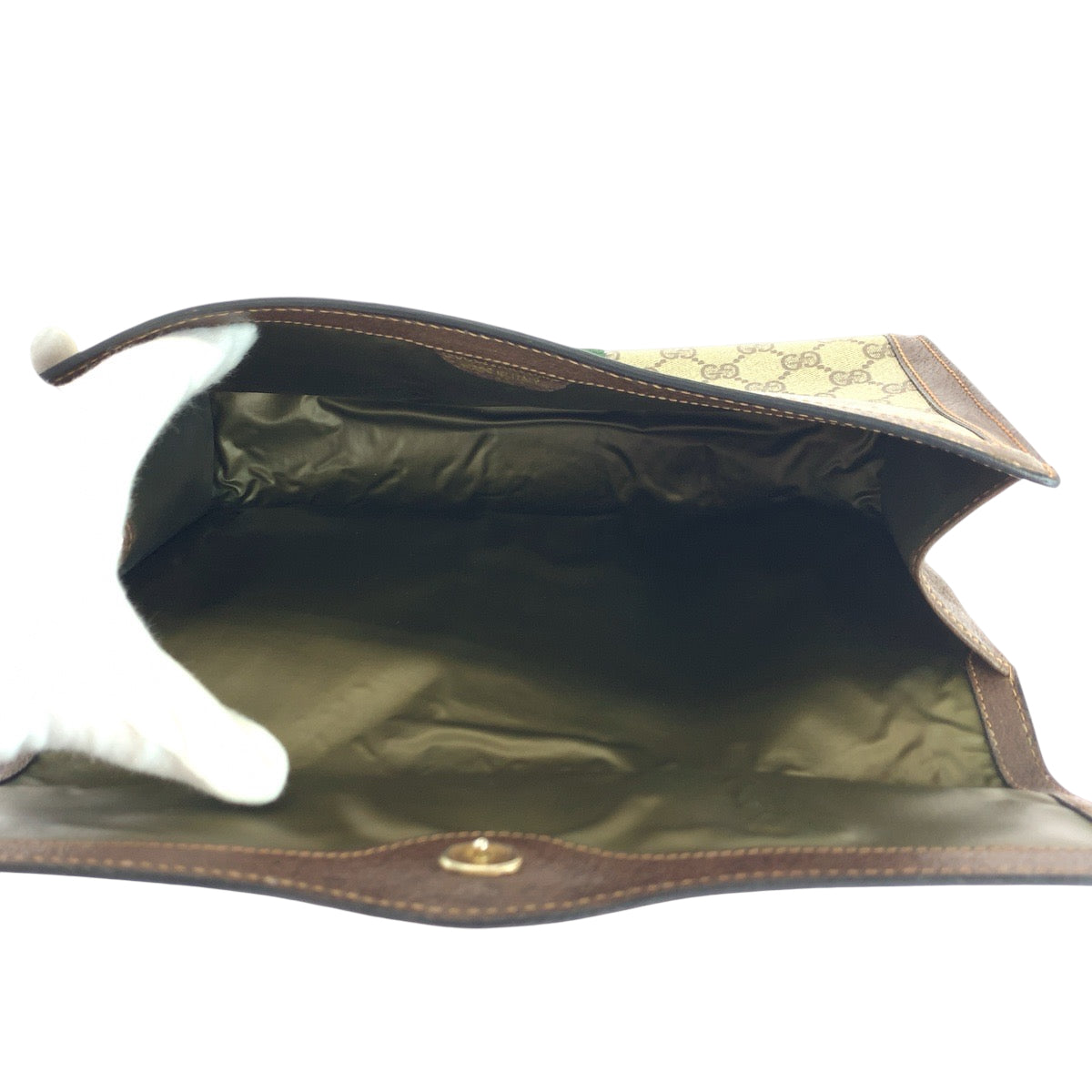 17921
GUCCI グッチ グッチパフューム シェリーライン ベージュ ブラウン ゴールド金具 GGスプリームキャンバス クラッチバッグ セカンドバッグ  レディース ABP24