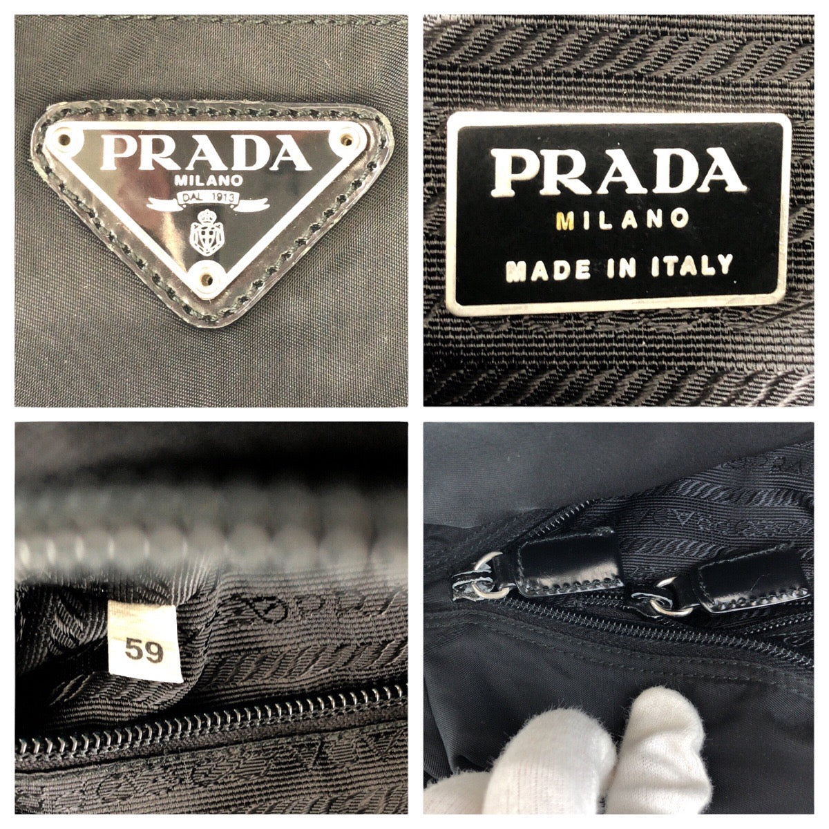 17923
PRADA プラダ テスート 三角ロゴプレート ブラック 黒 シルバー金具 ナイロン トートバッグ ショルダーバッグ  レディース ABP38