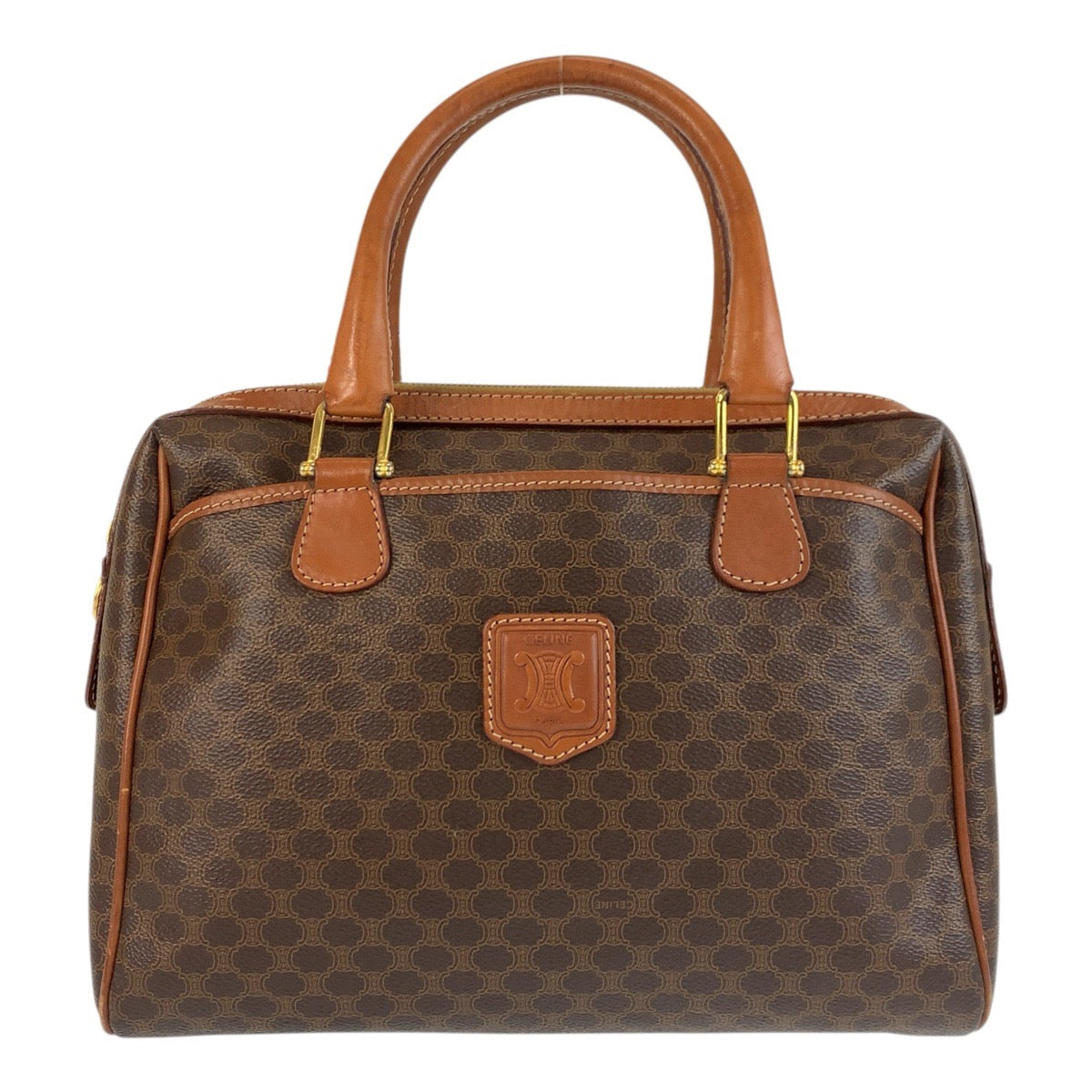 17924
CELINE セリーヌ マカダム ブラウン ゴールド金具 PVC / レザー M94 ハンドバッグ ボストンバッグ  レディース AB34