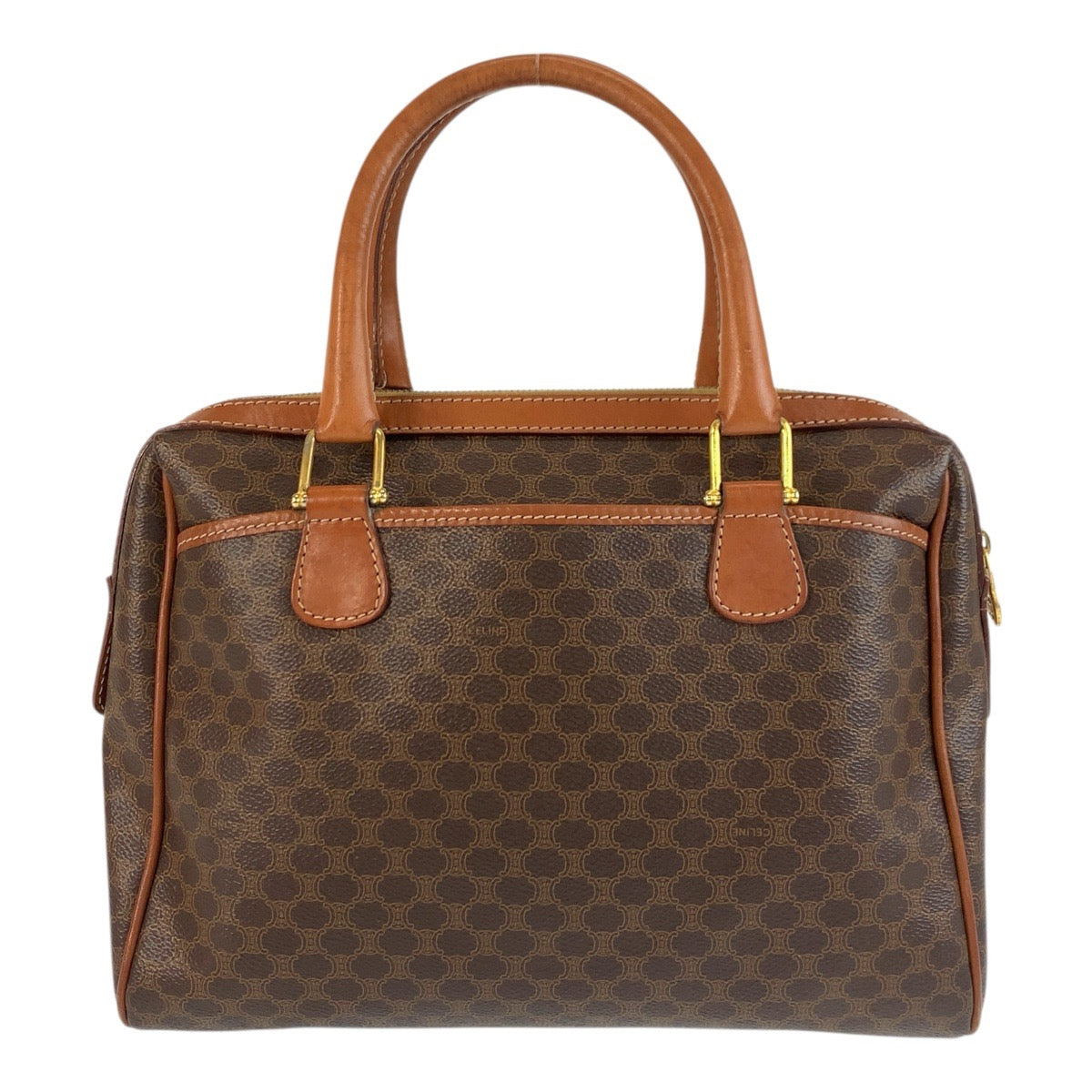 17924
CELINE セリーヌ マカダム ブラウン ゴールド金具 PVC / レザー M94 ハンドバッグ ボストンバッグ  レディース AB34