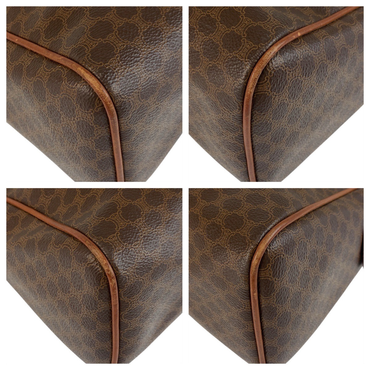 17924
CELINE セリーヌ マカダム ブラウン ゴールド金具 PVC / レザー M94 ハンドバッグ ボストンバッグ  レディース AB34