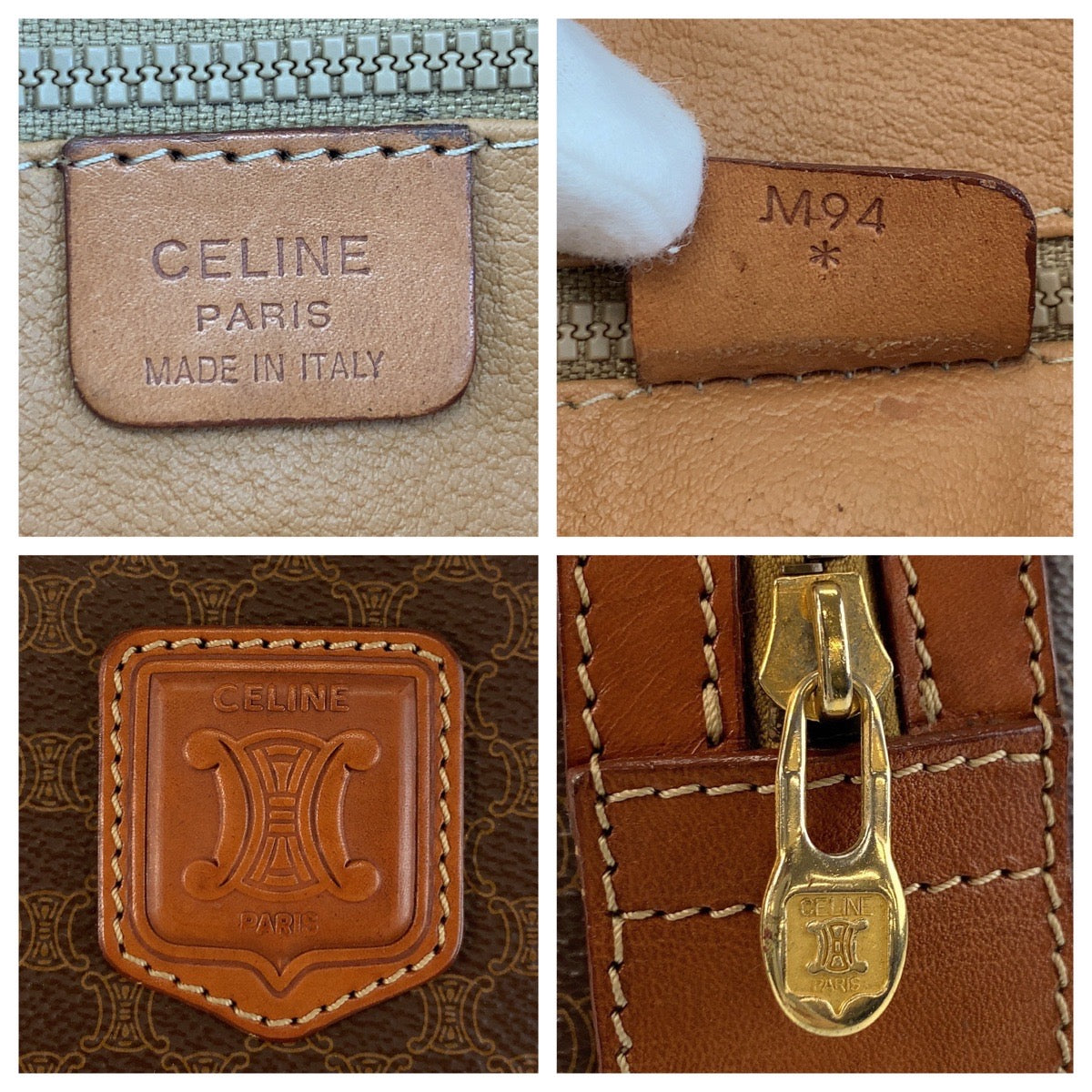 17924
CELINE セリーヌ マカダム ブラウン ゴールド金具 PVC / レザー M94 ハンドバッグ ボストンバッグ  レディース AB34
