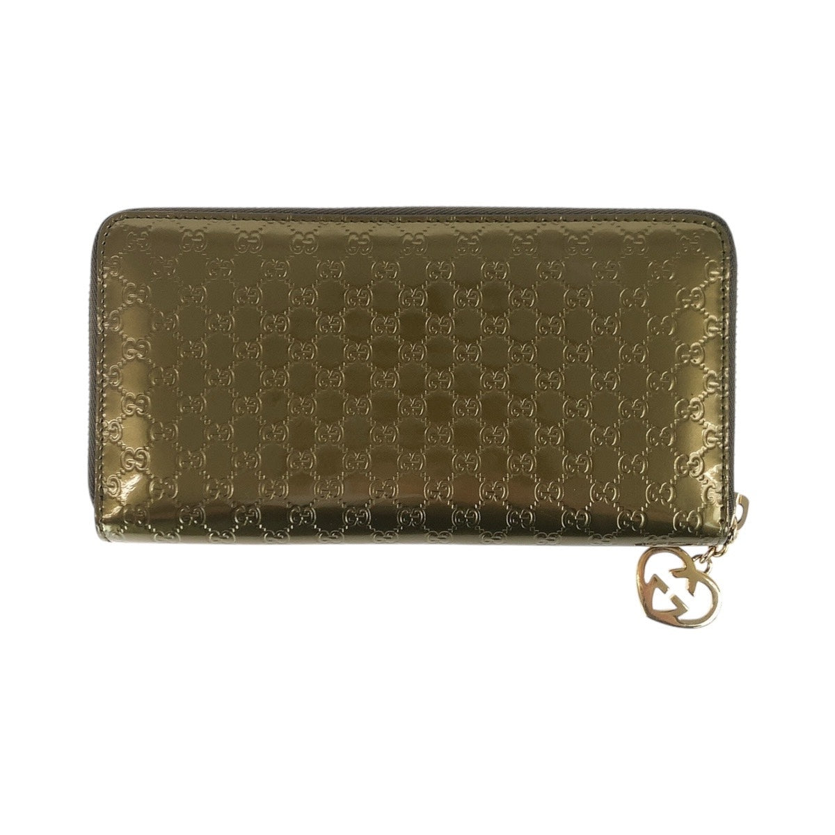 17928
GUCCI グッチ マイクログッチシマ ハート インターロッキング ゴールド エナメル / レザー 308005 長財布 ラウンドファスナー  レディース