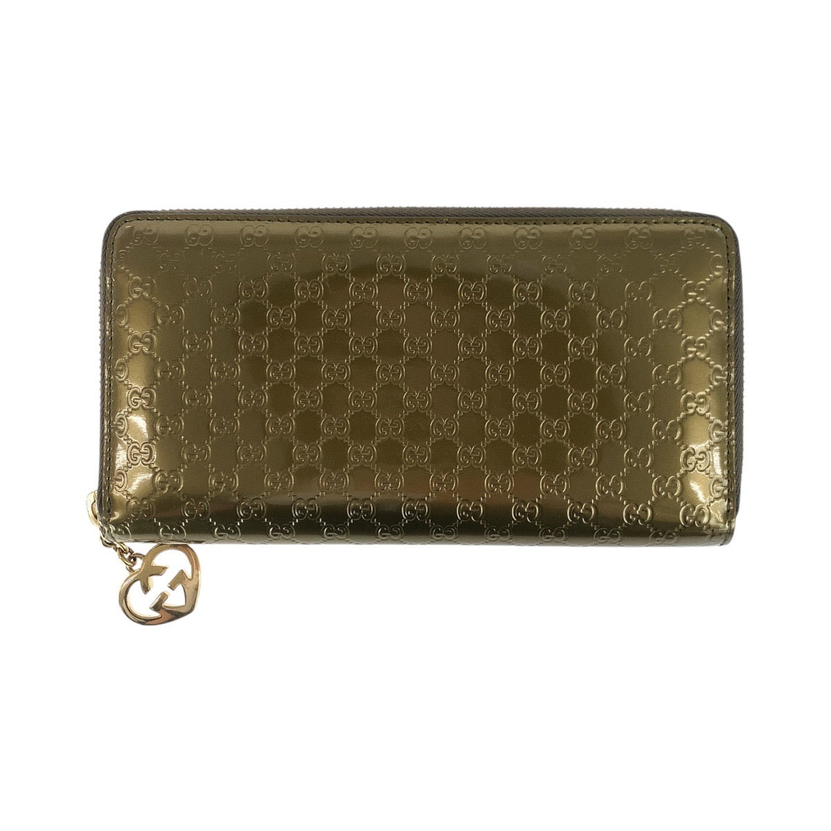 17928
GUCCI グッチ マイクログッチシマ ハート インターロッキング ゴールド エナメル / レザー 308005 長財布 ラウンドファスナー  レディース