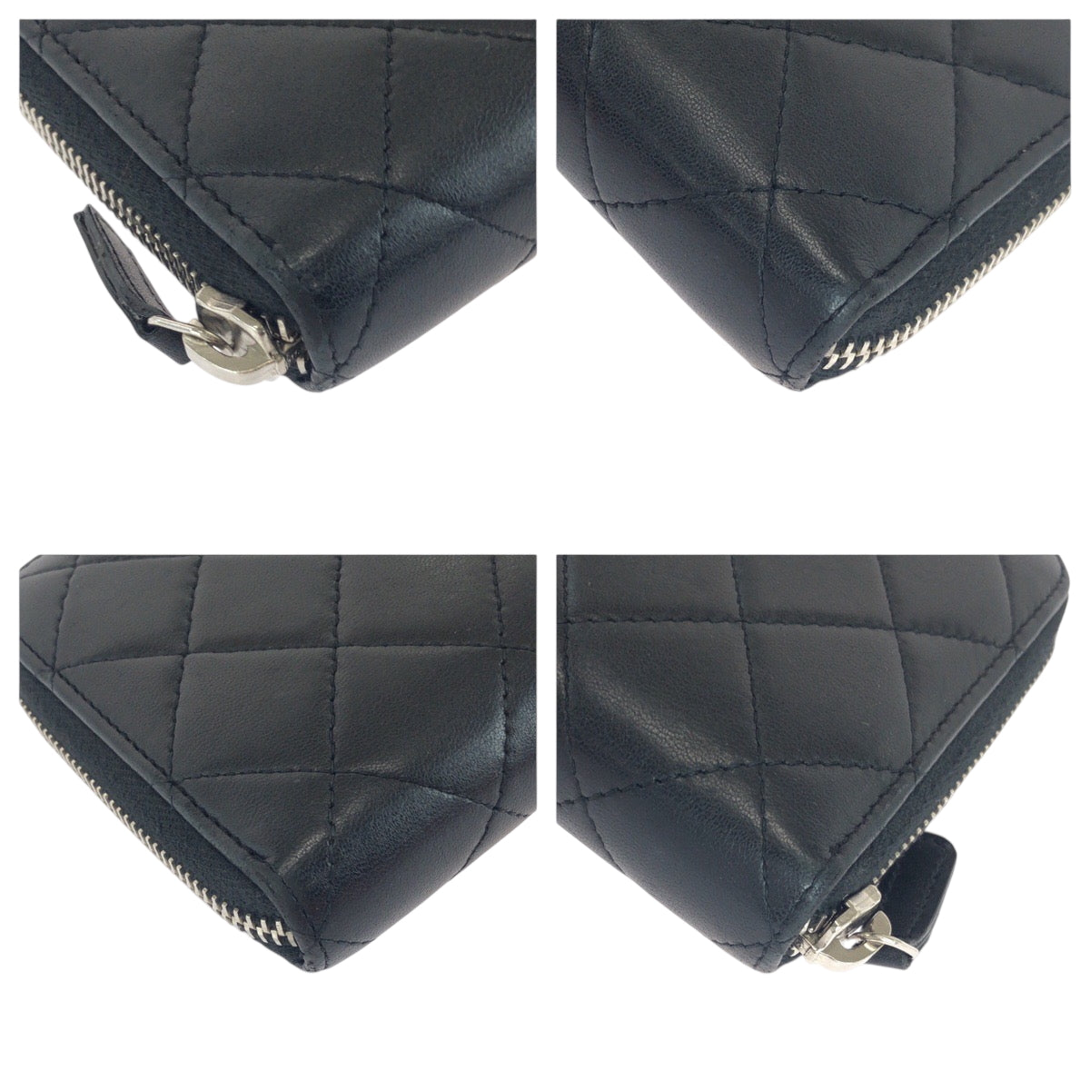 17929
CHANEL シャネル マトラッセ ココマーク ブラック 黒 シルバー金具 ラムスキン 長財布 ラウンドファスナー レディース ABP70