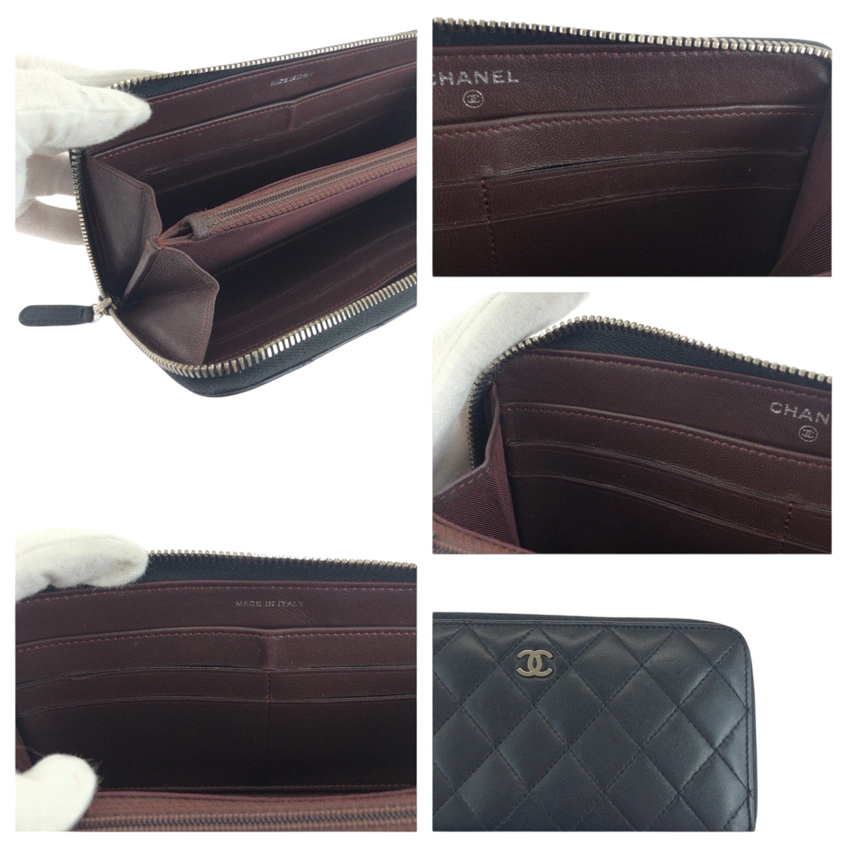 17929
CHANEL シャネル マトラッセ ココマーク ブラック 黒 シルバー金具 ラムスキン 長財布 ラウンドファスナー レディース ABP70