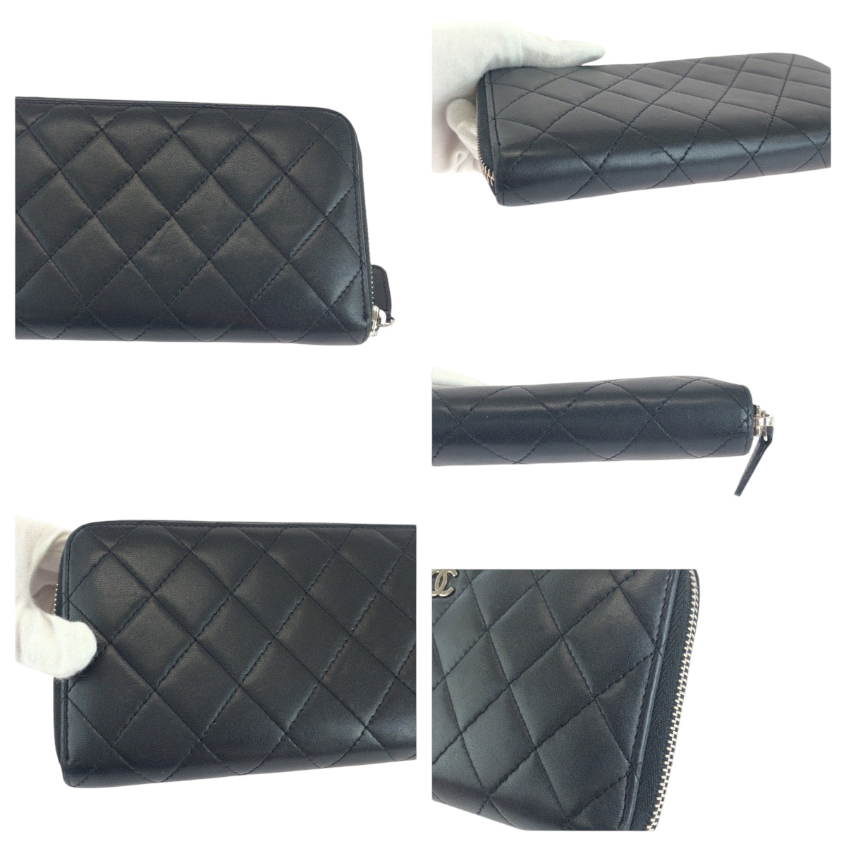 17929
CHANEL シャネル マトラッセ ココマーク ブラック 黒 シルバー金具 ラムスキン 長財布 ラウンドファスナー レディース ABP70