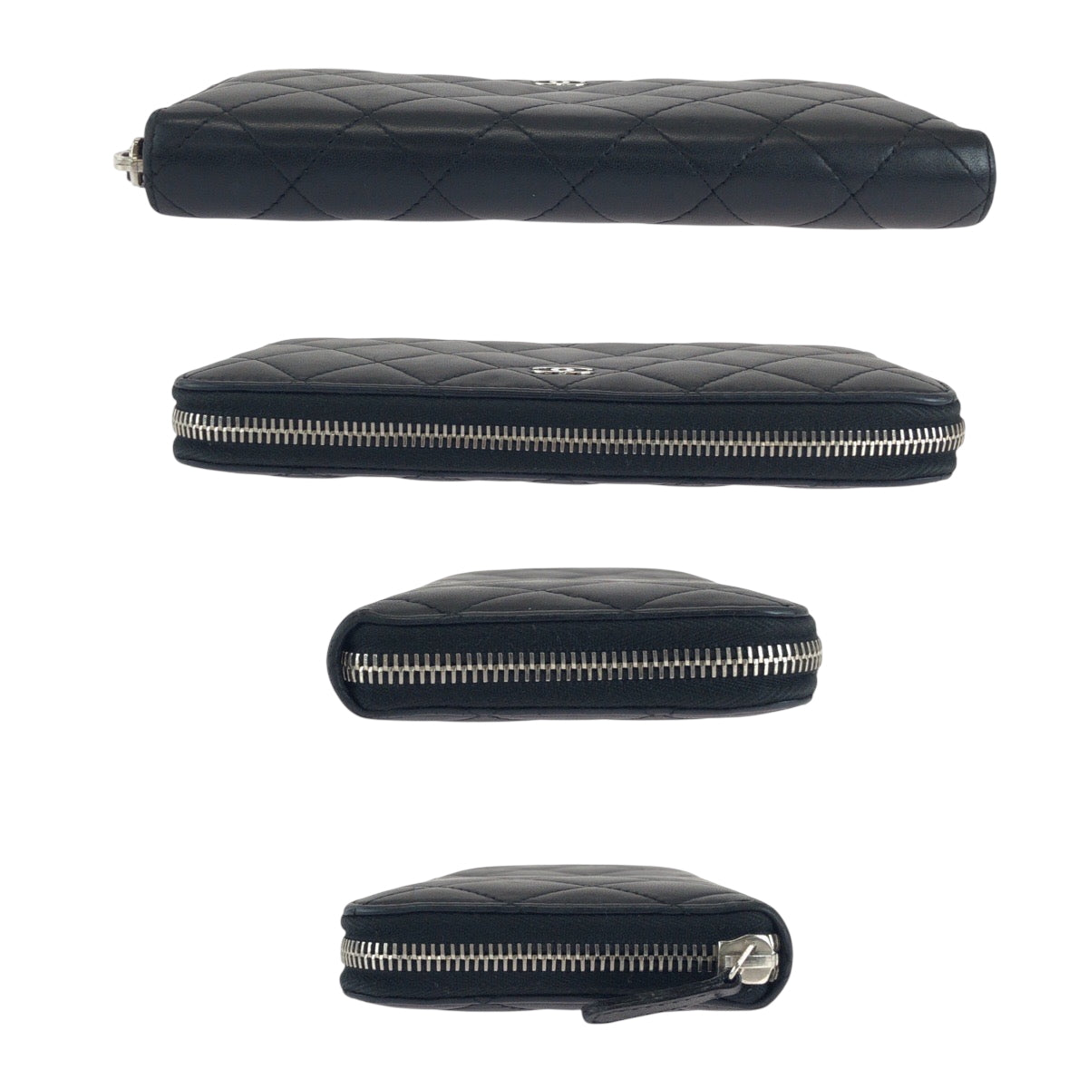 17929
CHANEL シャネル マトラッセ ココマーク ブラック 黒 シルバー金具 ラムスキン 長財布 ラウンドファスナー レディース ABP70