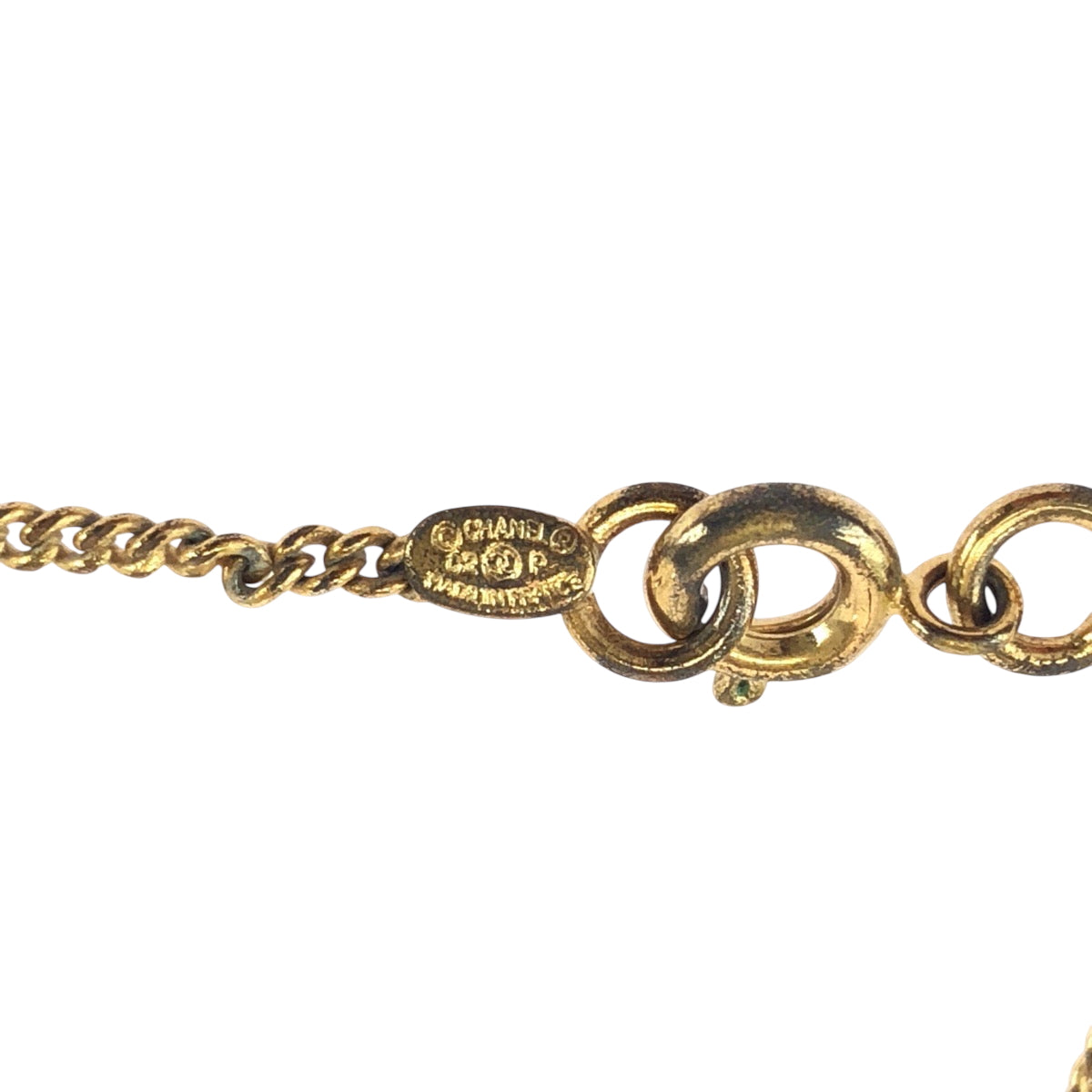 17931
CHANEL シャネル ヴィンテージ ココマーク ラインストーン ゴールド ピンク メッキ ネックレス 02P刻印 レディース ABP63