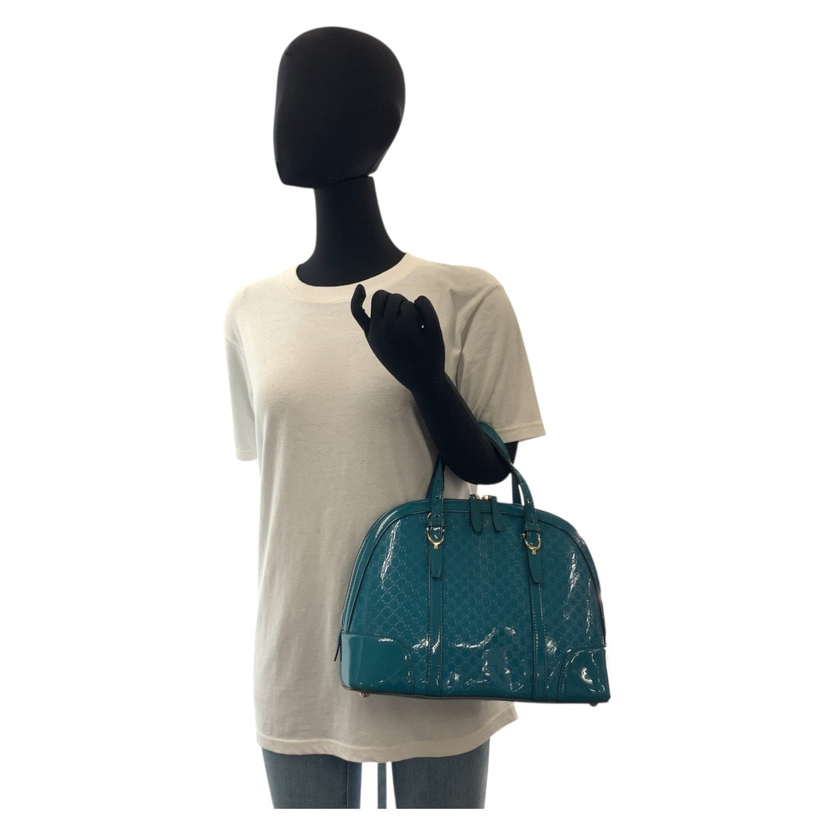 17932
GUCCI グッチ マイクログッチシマ グリーン ゴールド金具 エナメル 309617 ハンドバッグ ショルダーバッグ 2way  レディース ABP55