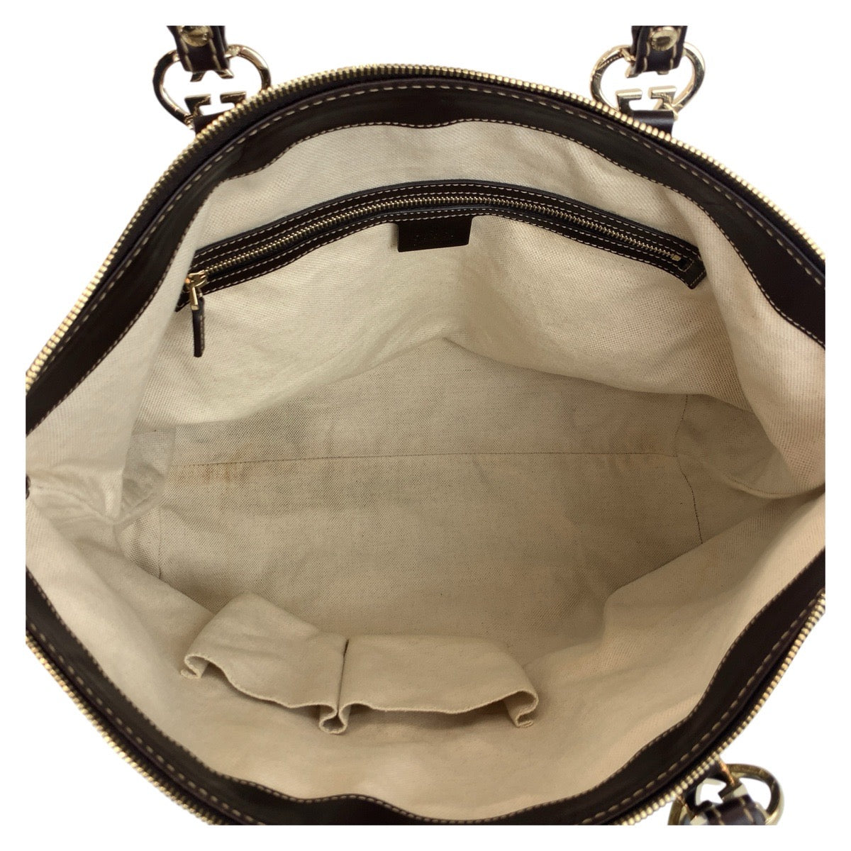 17933
GUCCI グッチ ラブリー ベージュ ブラウン ゴールド金具 GGキャンバス / レザー 257068 トートバッグ ショルダーバッグ  レディース ABP63