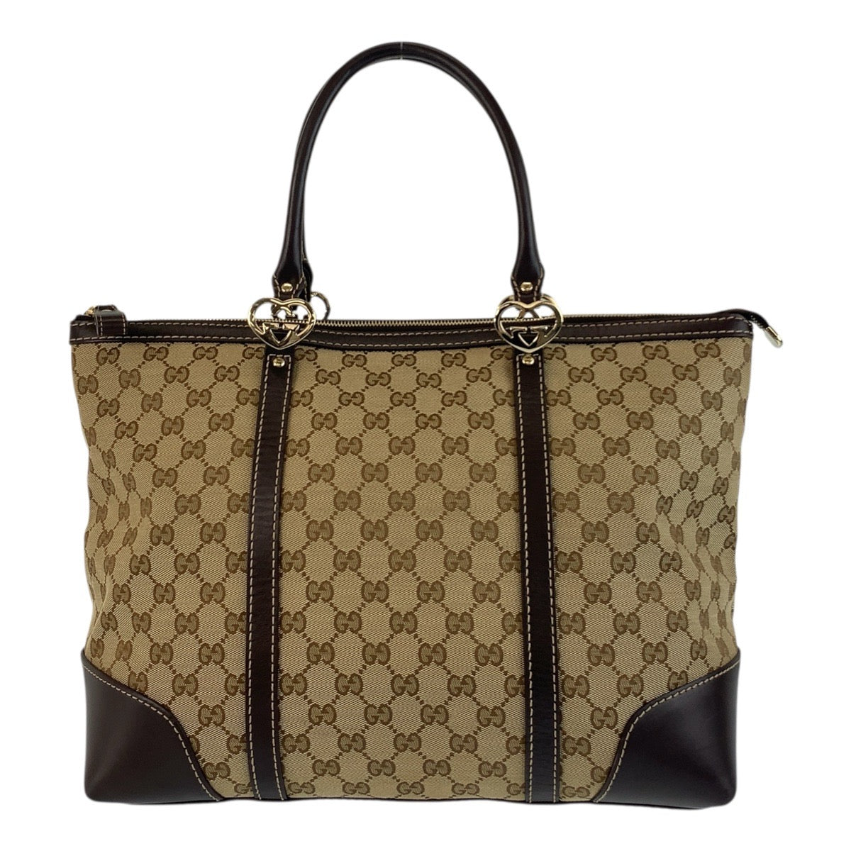 17933
GUCCI グッチ ラブリー ベージュ ブラウン ゴールド金具 GGキャンバス / レザー 257068 トートバッグ ショルダーバッグ  レディース ABP63