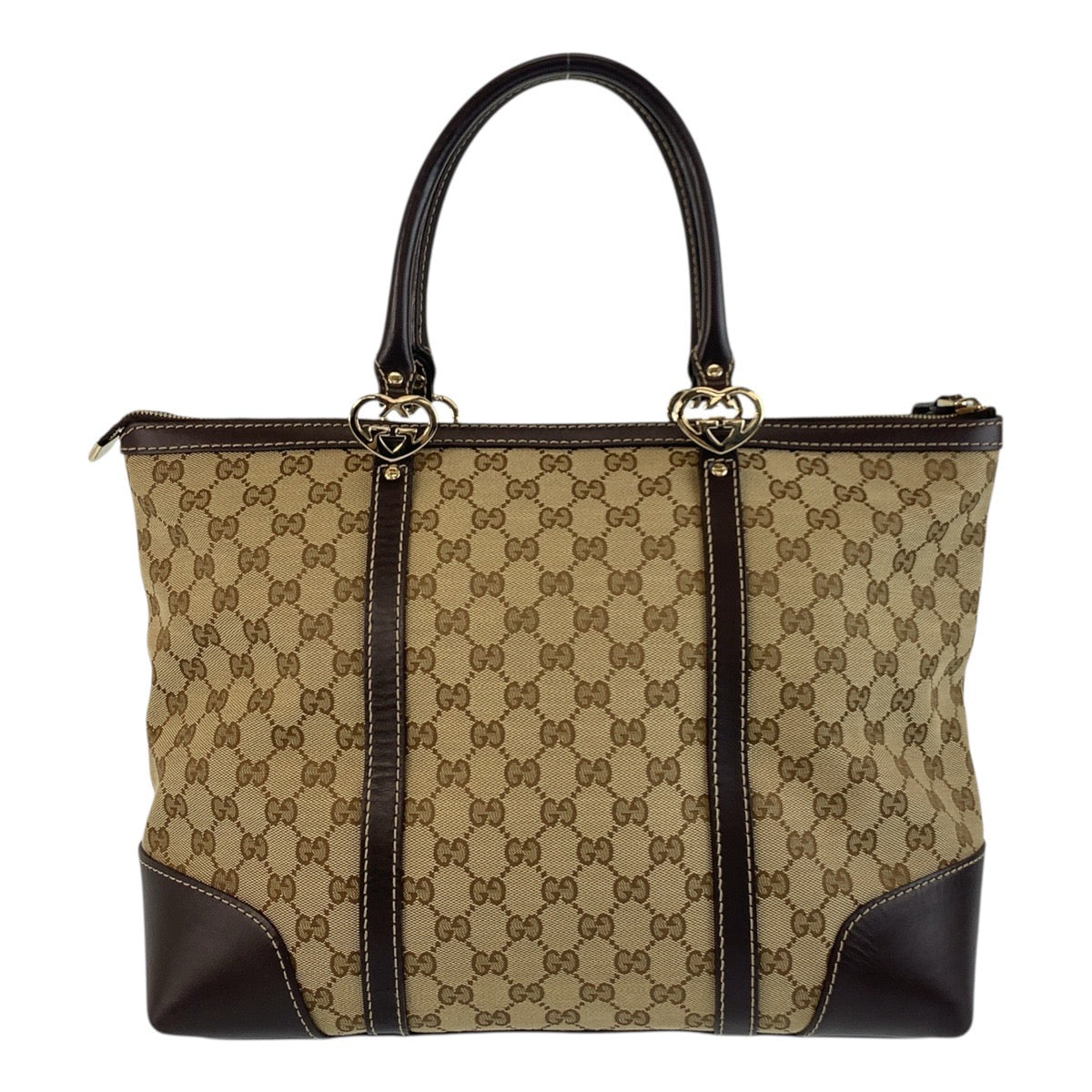 17933
GUCCI グッチ ラブリー ベージュ ブラウン ゴールド金具 GGキャンバス / レザー 257068 トートバッグ ショルダーバッグ  レディース ABP63
