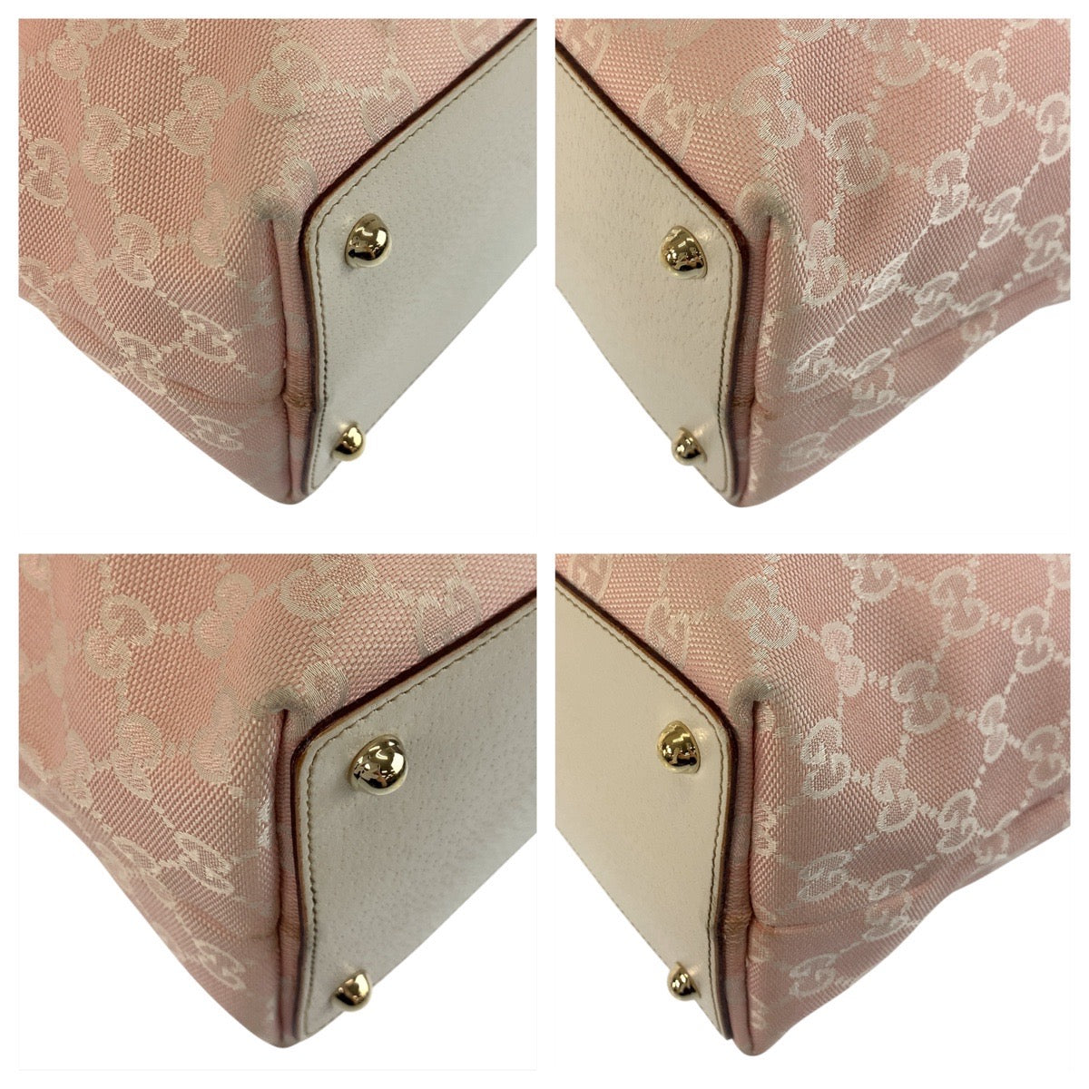 17934
GUCCI グッチ ピンク ホワイト ゴールド金具 GGキャンバス / レザー 120836 トートバッグ ショルダーバッグ  レディース AB24